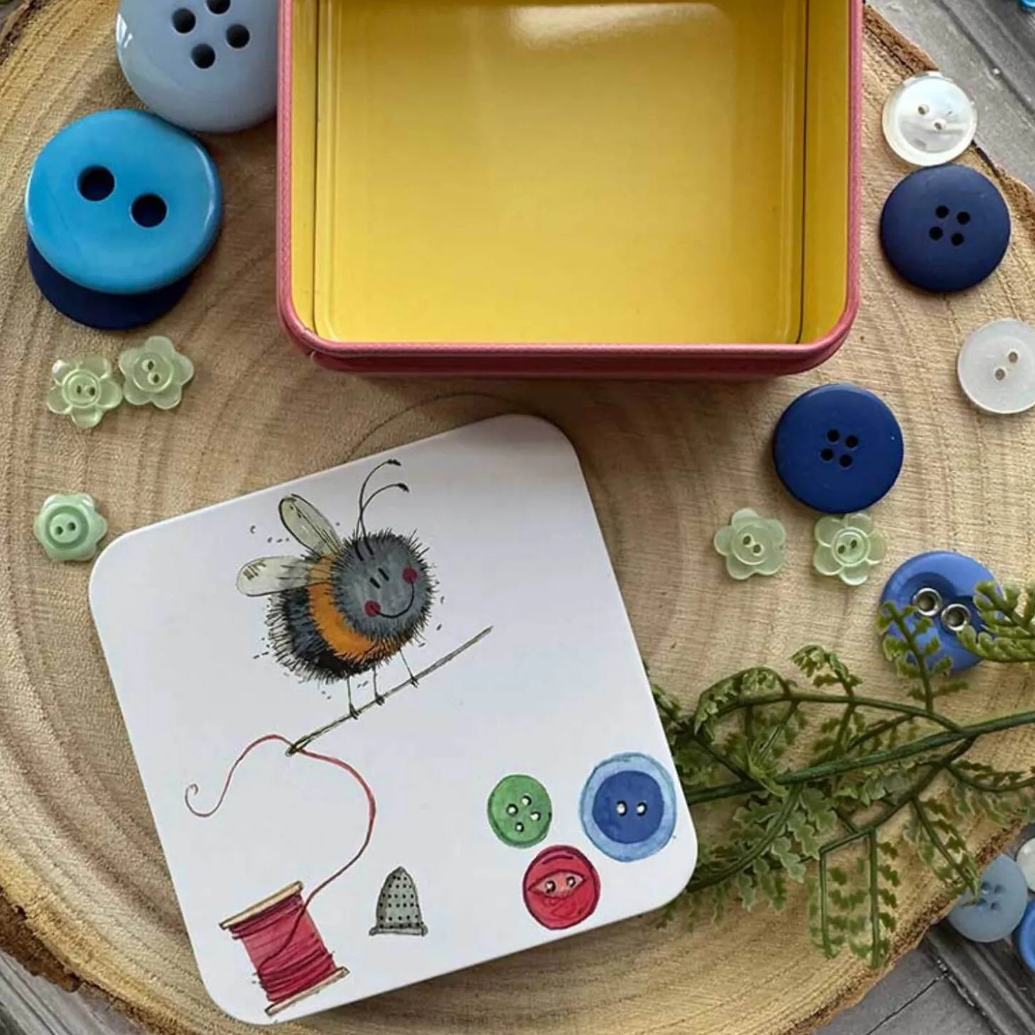 Alex Clark Small Square Tin - Sewing Bee