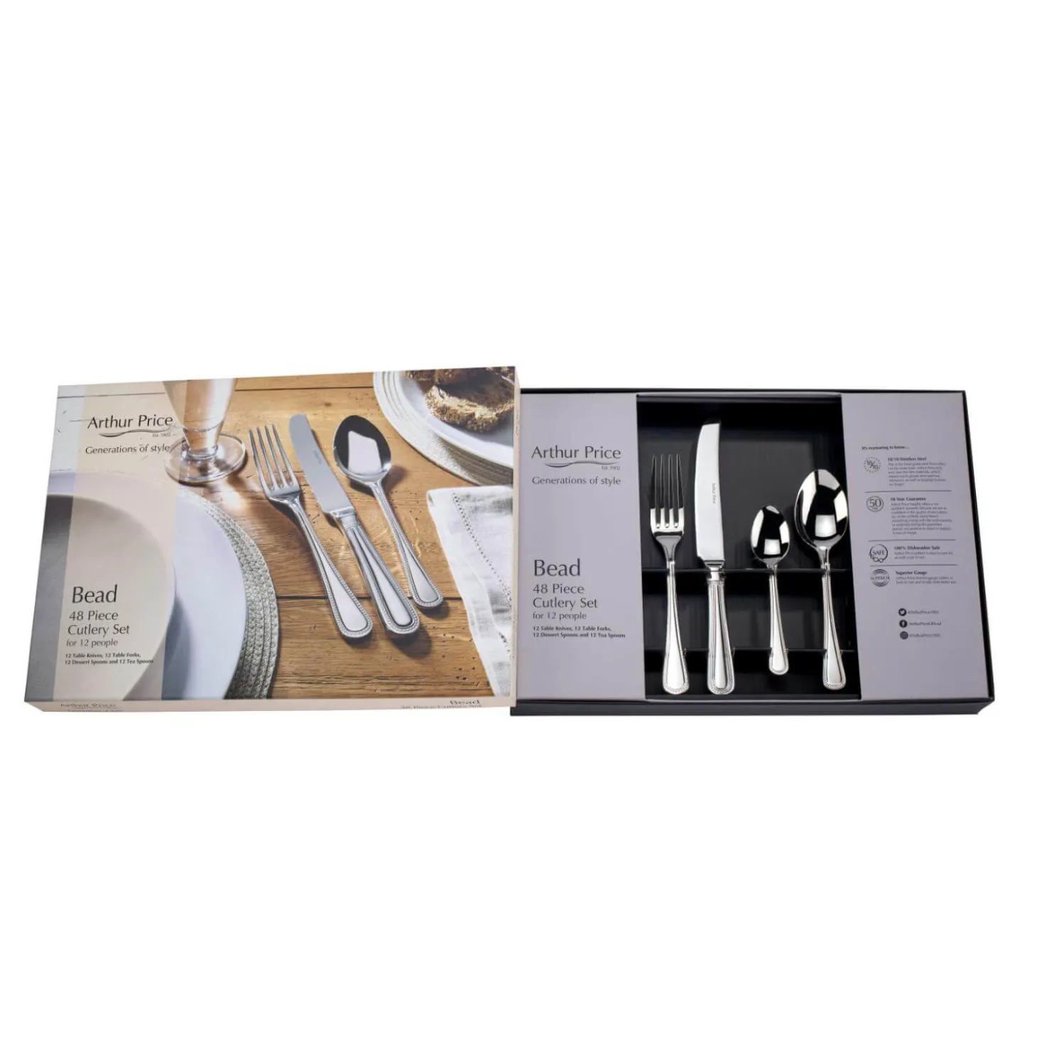 Arthur Price Everyday Classic Bead Cutlery Set - 48-Piece