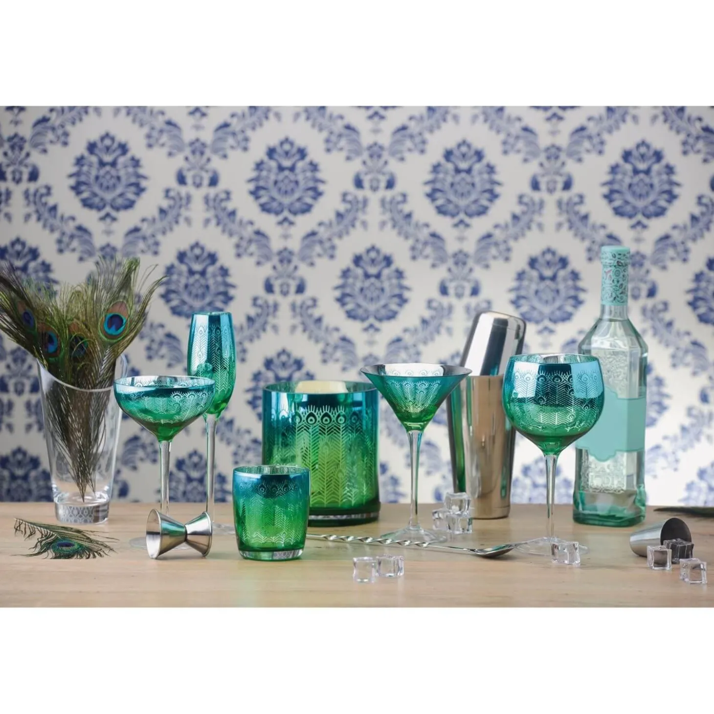 Artland Peacock 2 Piece Gin Glass Set