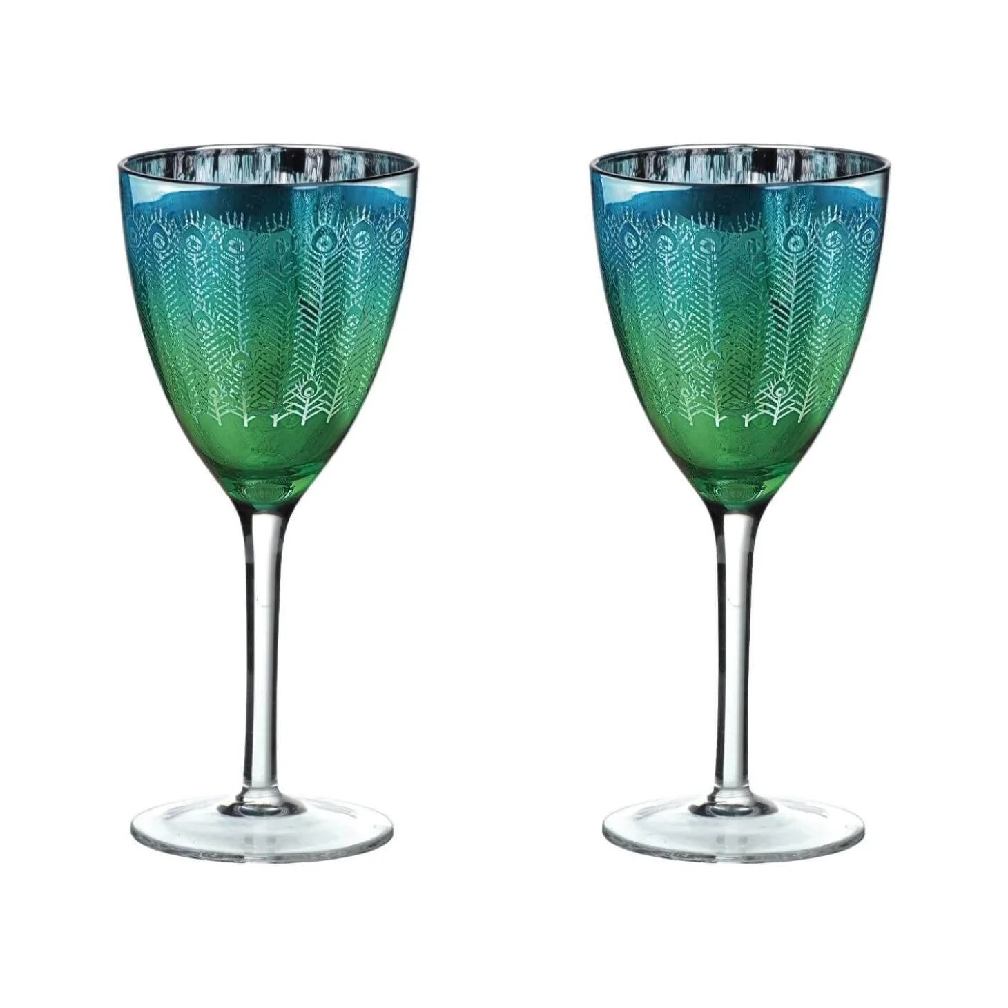 Artland Peacock 2 Piece Wine Glass Set