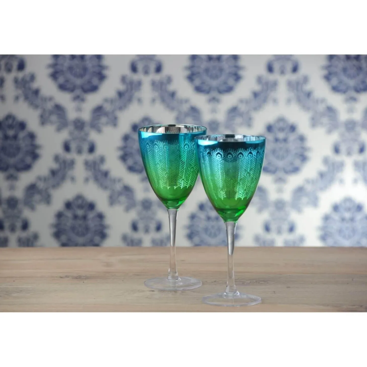 Artland Peacock 2 Piece Wine Glass Set
