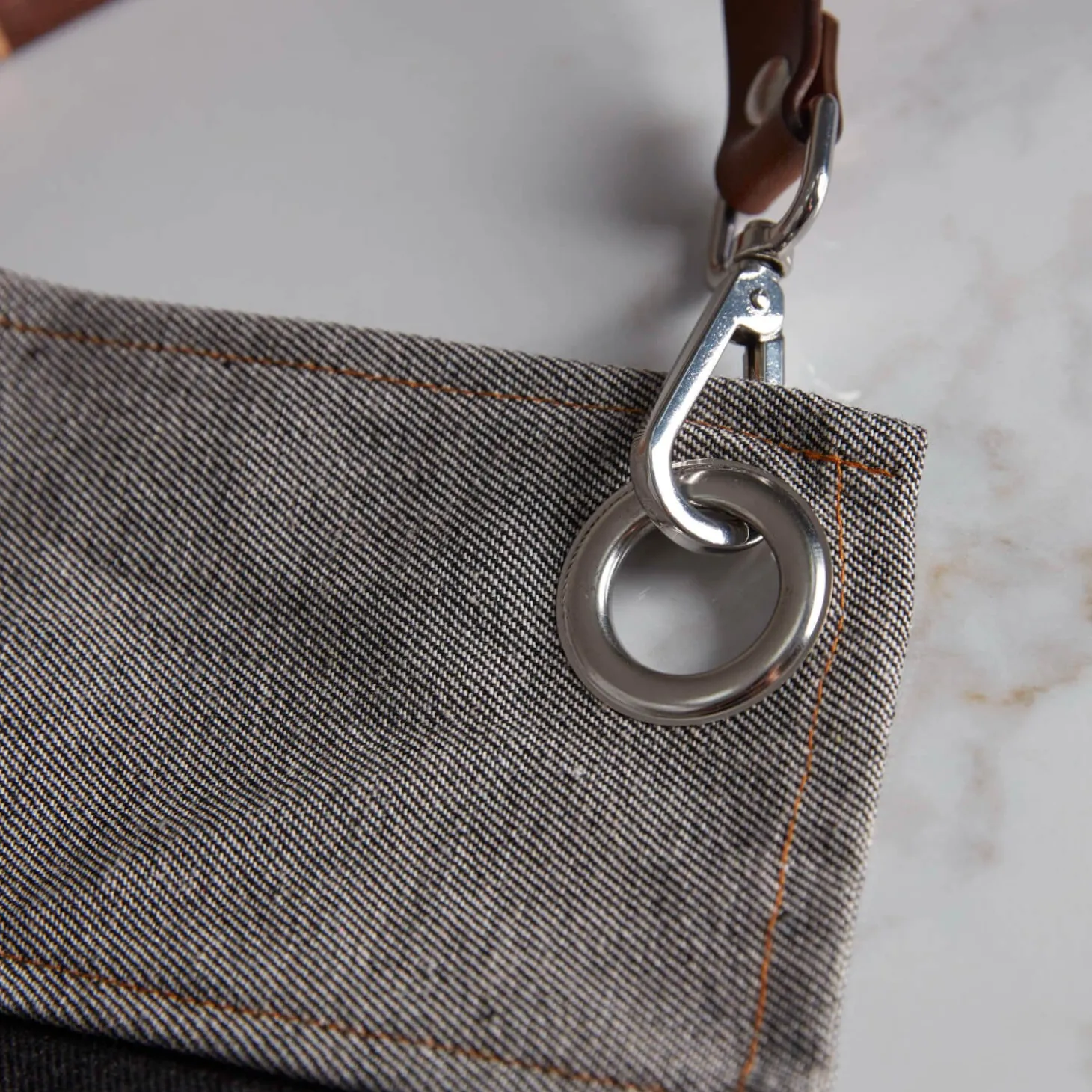 Barbary & Oak Denim Apron With Leather Detail