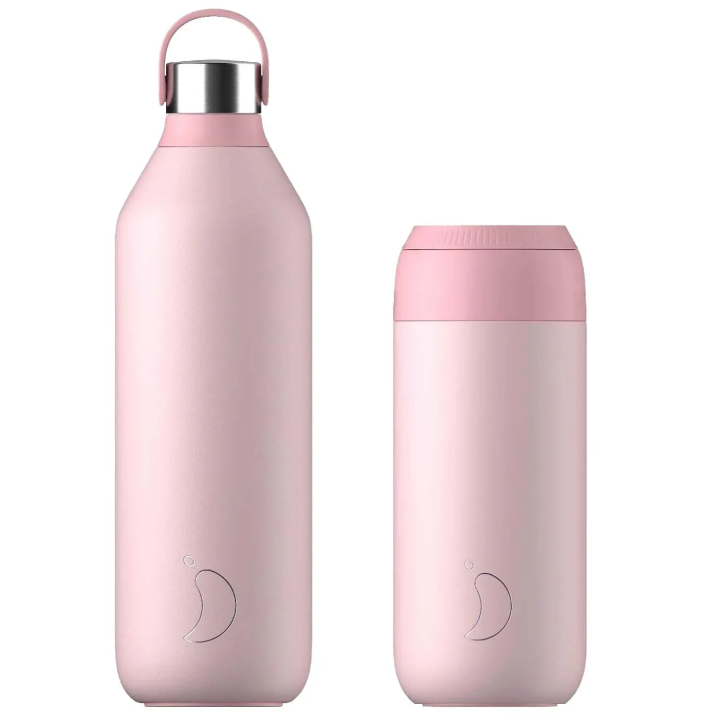 Chilly's Series 2 1 Litre Reusable Water Bottle & 50cl Coffee Cup Set - Blush Pink