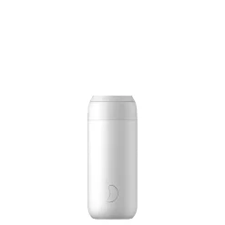 Chilly's Series 2 Reusable Water Bottle, Coffee Cup & Cleaning Brush Set - Arctic White