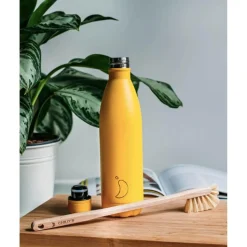 Chilly's Series 2 Reusable Water Bottle, Coffee Cup & Cleaning Brush Set - Arctic White