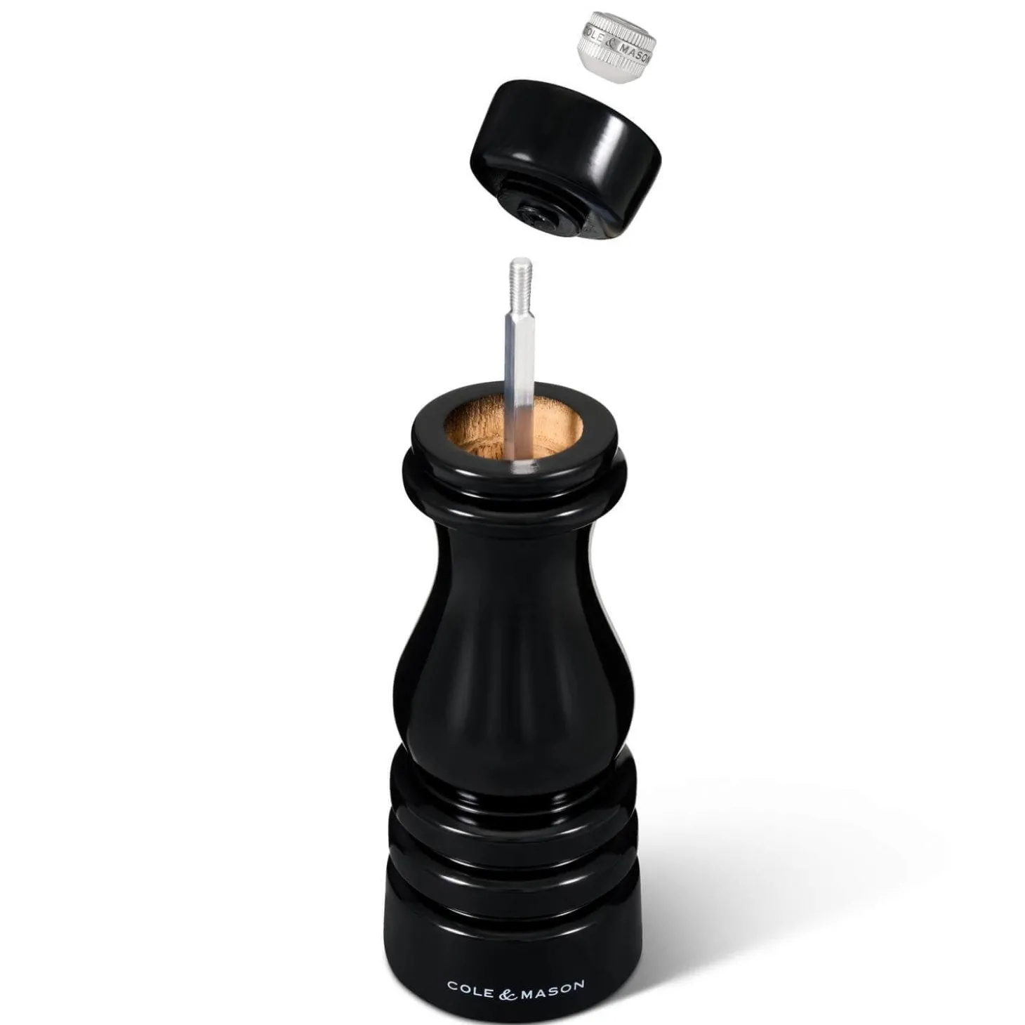 Cole & Mason London 18cm Beech Wood Salt Mill - Gloss Black
