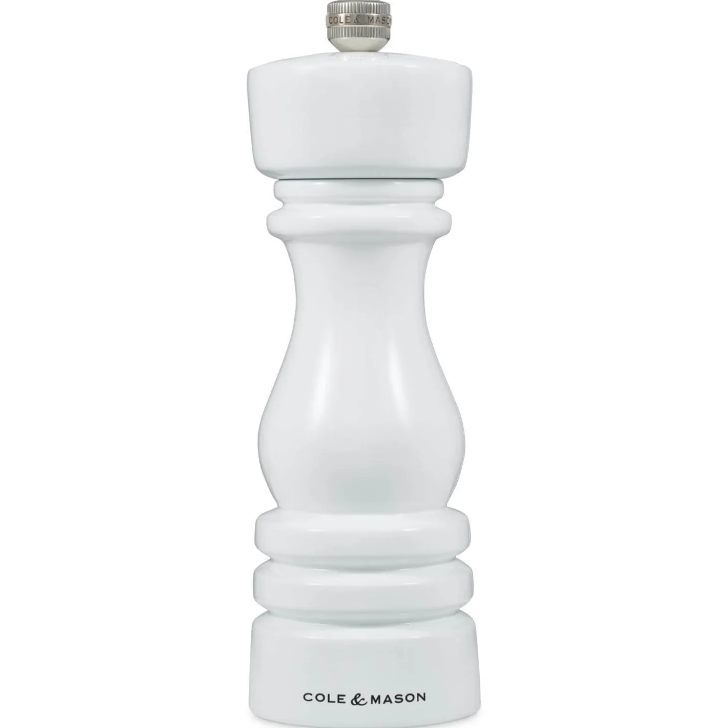 Cole & Mason London 18cm Beech Wood Pepper Mill - Gloss White