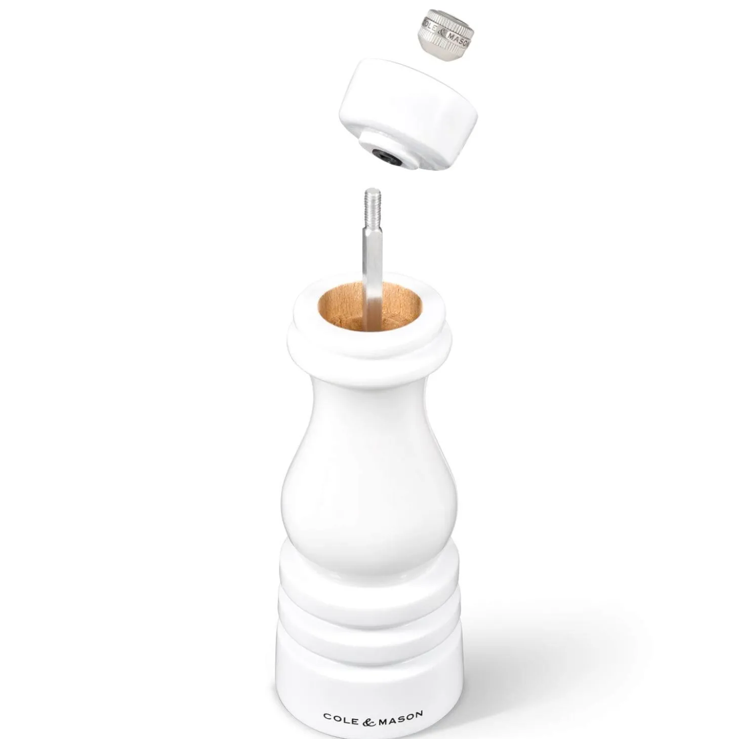 Cole & Mason London 18cm Beech Wood Pepper Mill - Gloss White