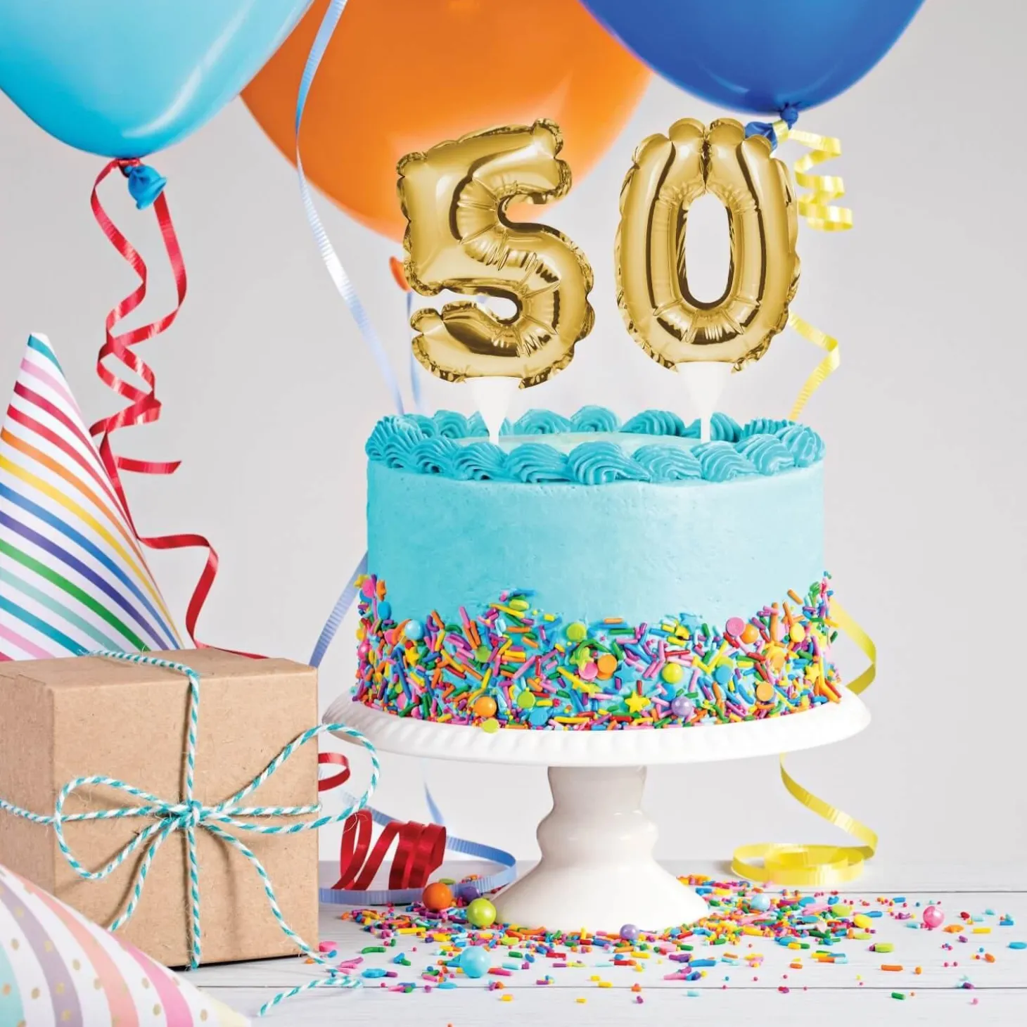 Creative Party No. 9 Self-Inflating Mini Balloon Cake Topper - Gold