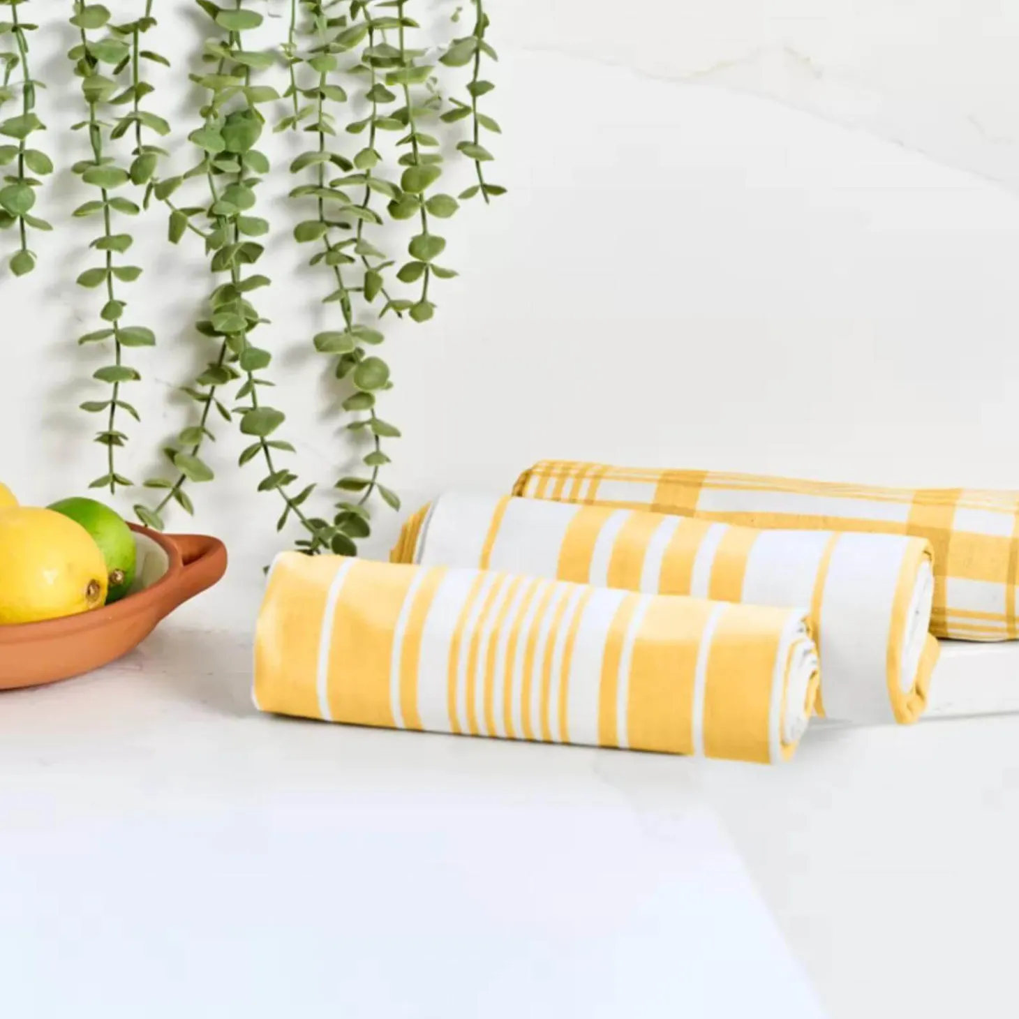 Dexam Love Colour Set of 3 Extra Large Tea Towels - Ochre