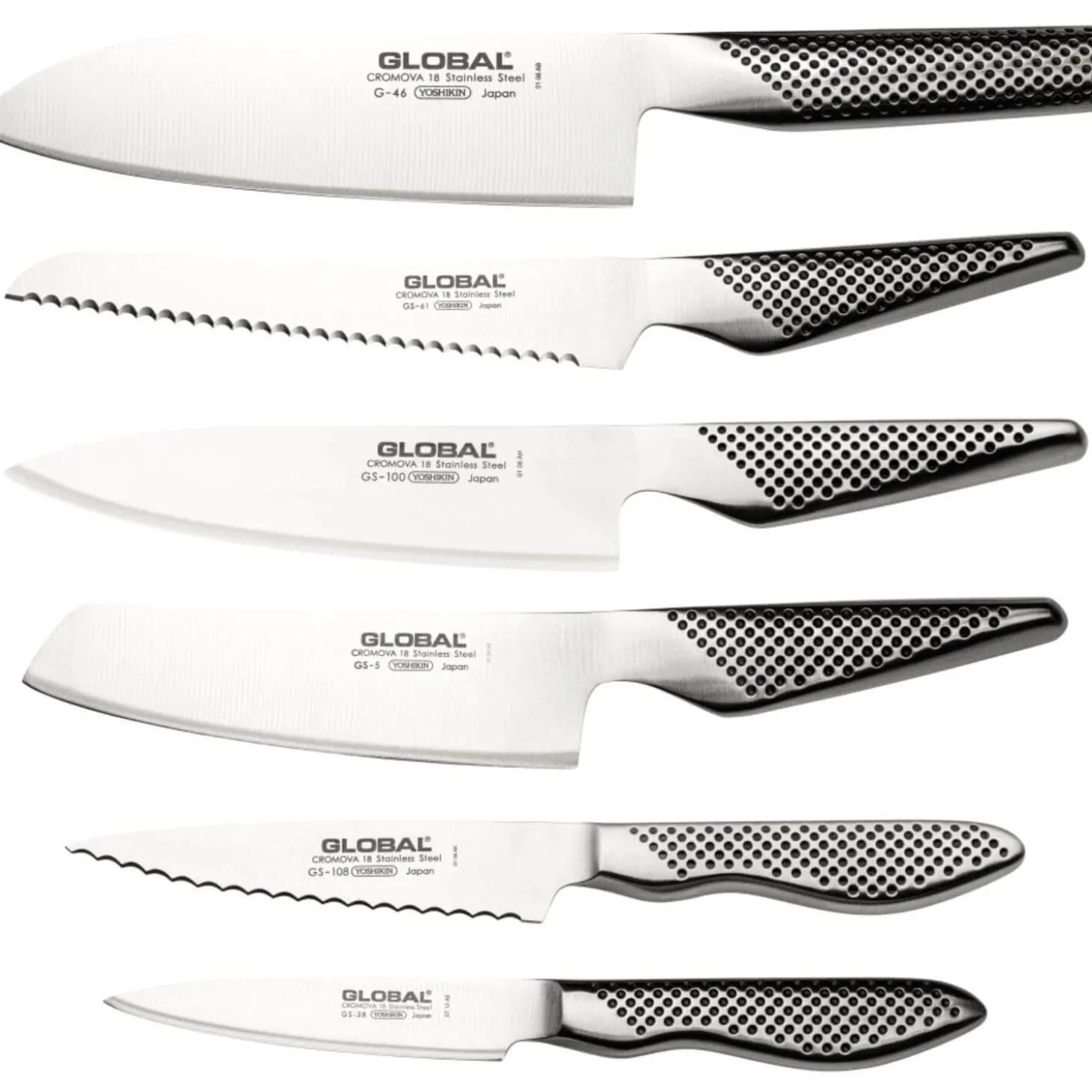 Global Knives Earth-Tsuchi 7 Piece Kitchen Knife Block Set - White