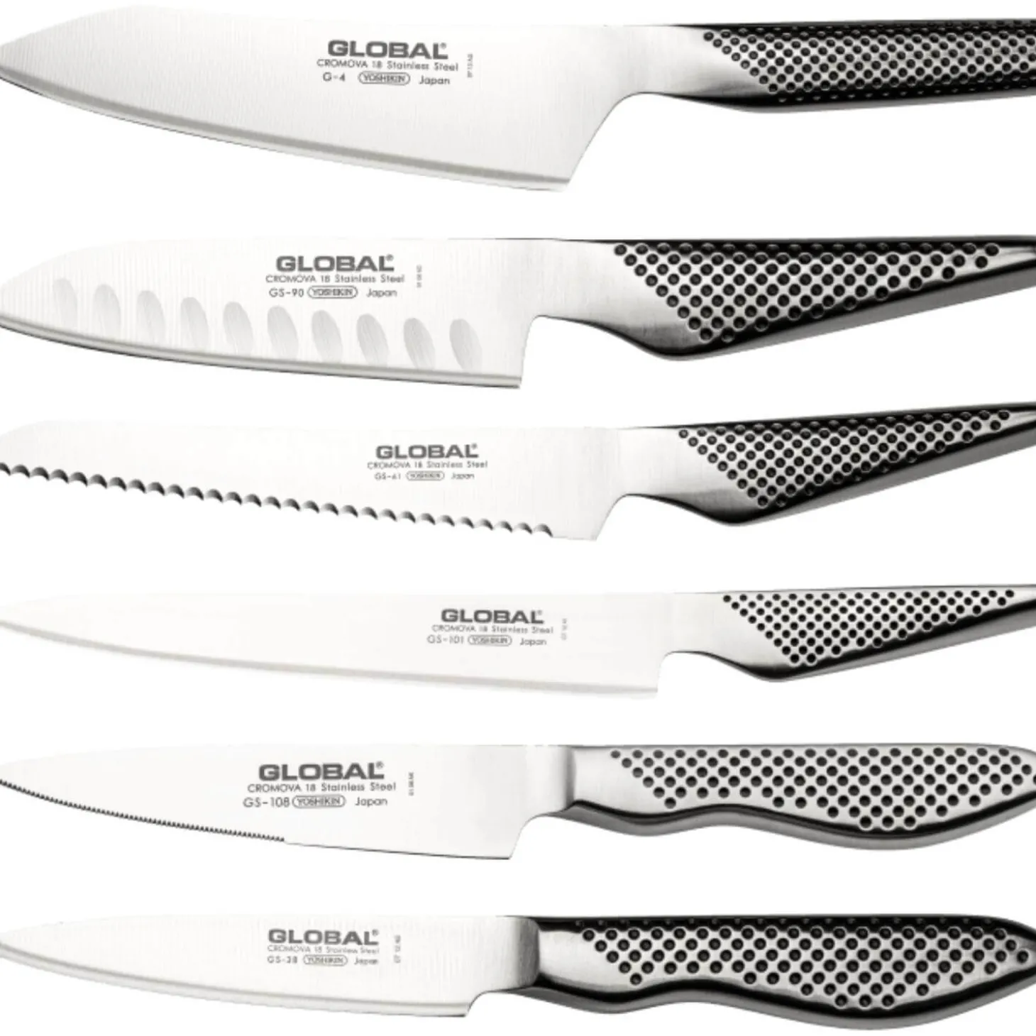 Global Knives Fire-Hi 7 Piece Kitchen Knife Block - Black