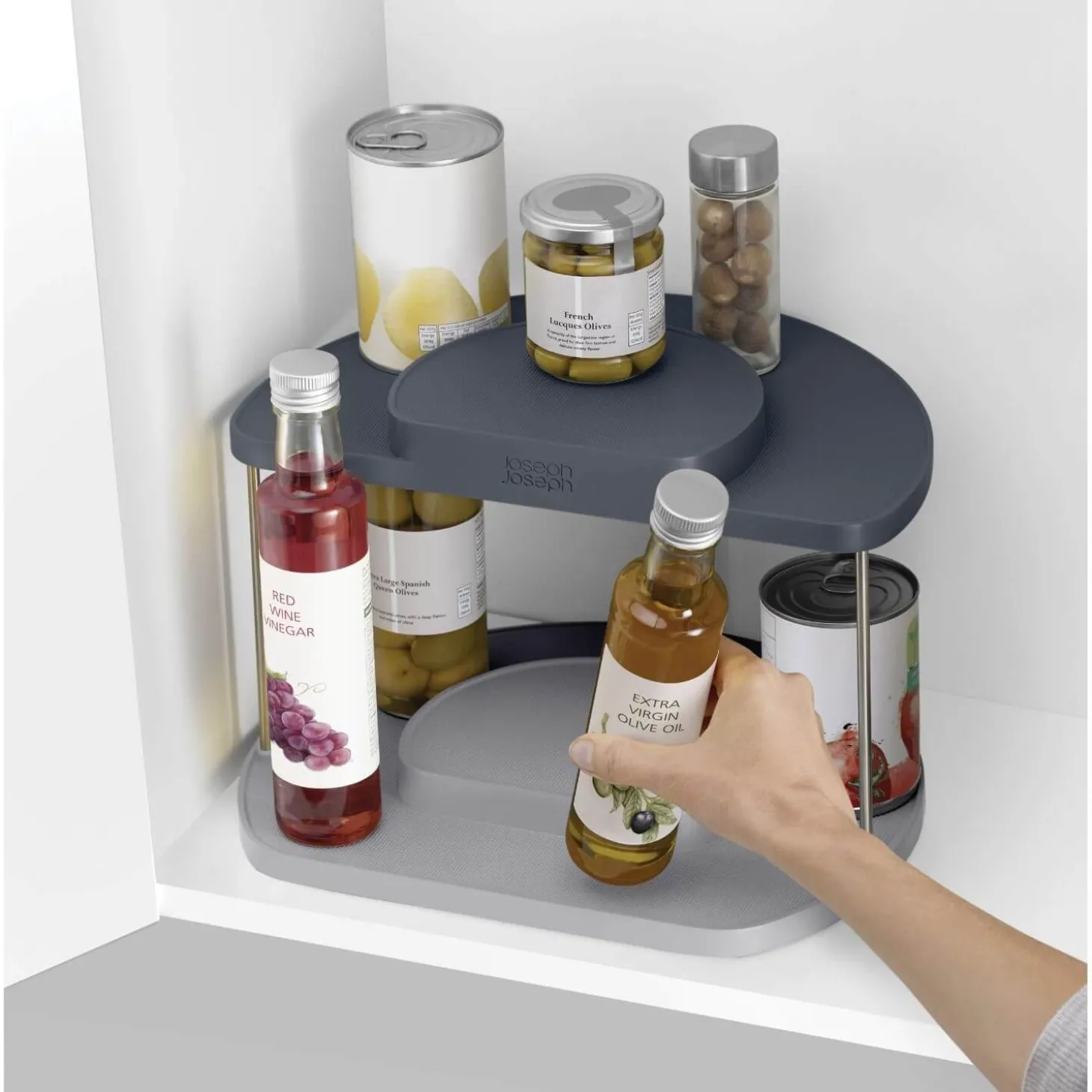 Joseph Joseph Cupboard Store 2 Tier Rotating Organiser - Grey