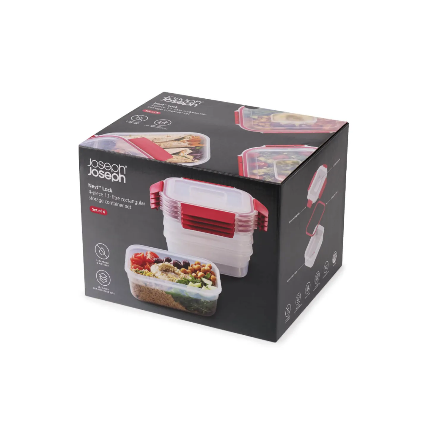 Joseph Joseph Nest™ Lock 4-Piece 1.1 Litre Rectangular Food Container Set