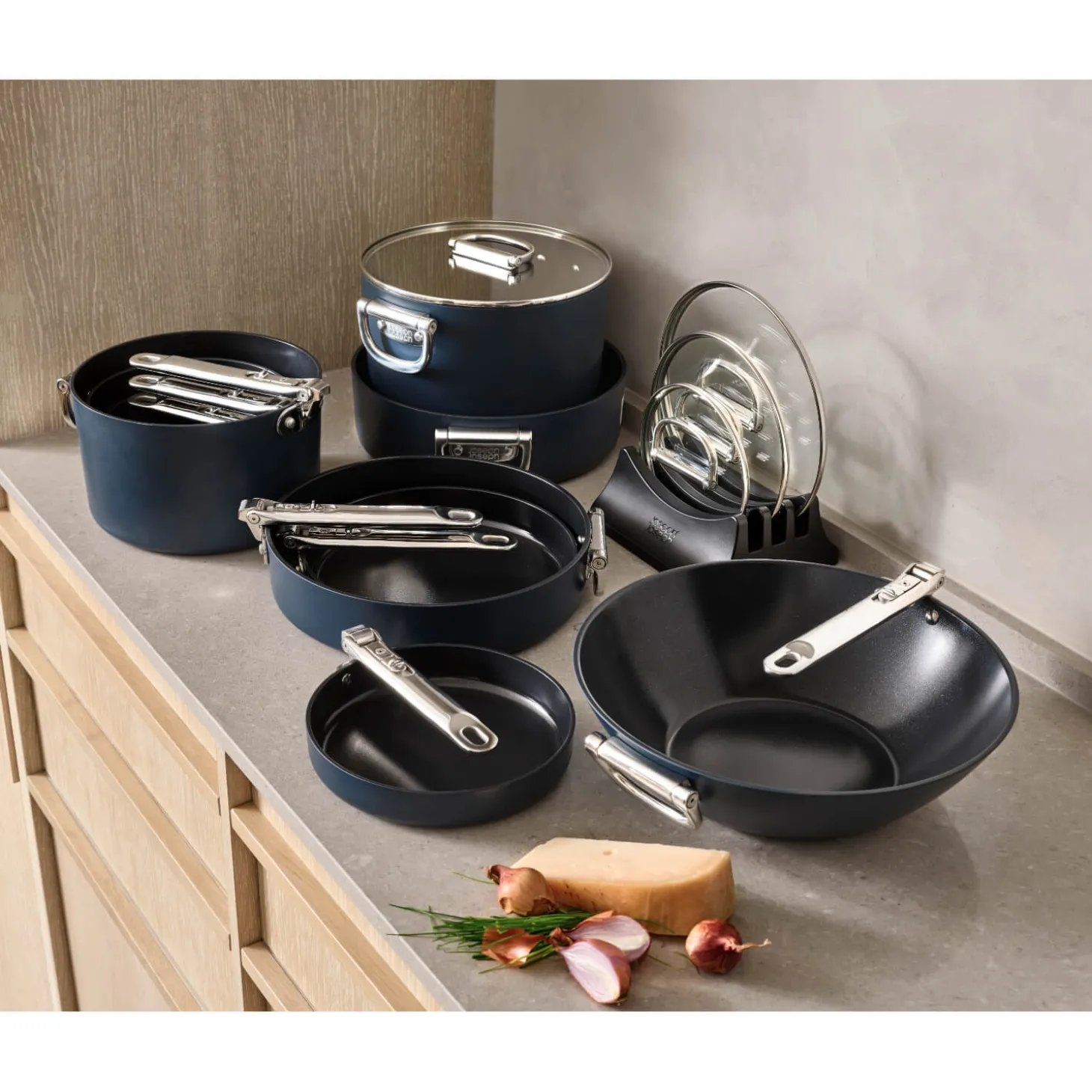 Joseph Joseph Space 6-Piece Non-Stick Folding Handle Cookware Set - Midnight Blue