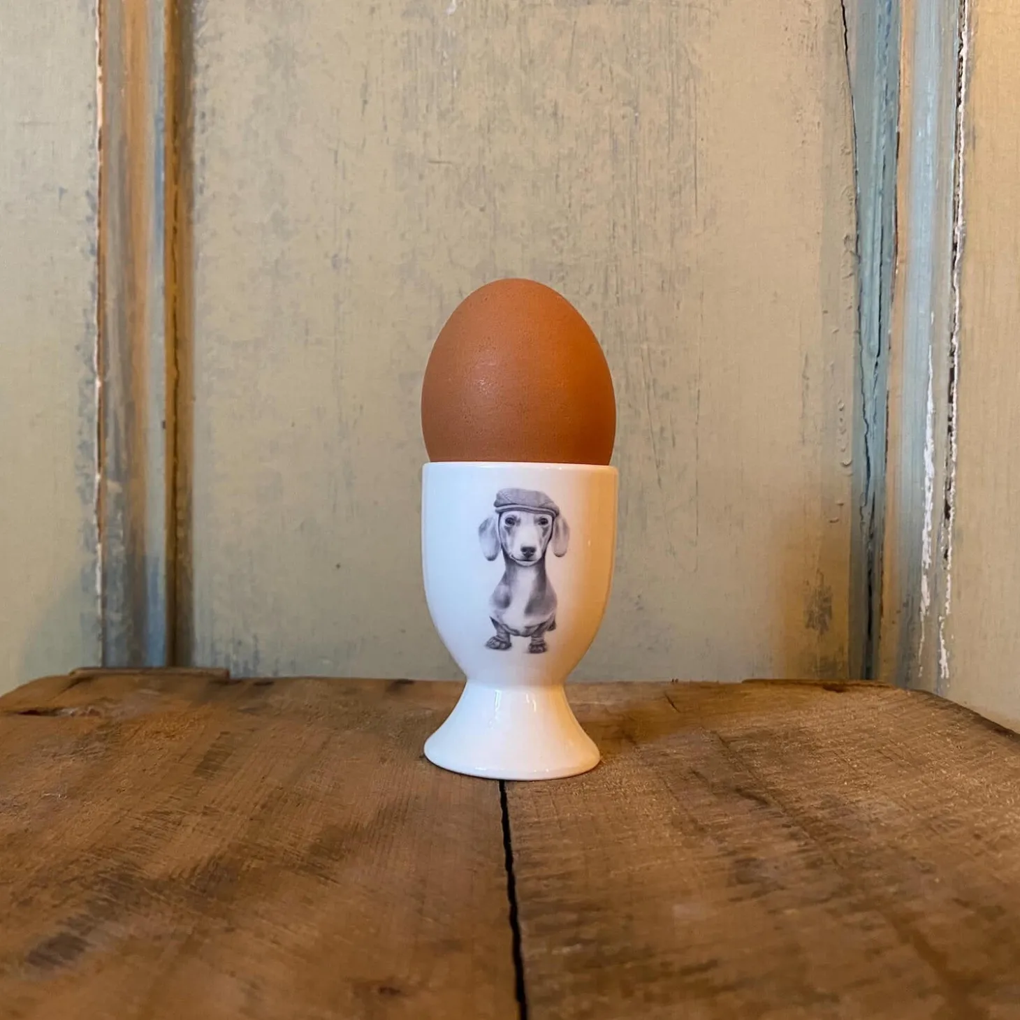 Katherine Sheard Fine China Egg Cup - Sidney Sausage Dog
