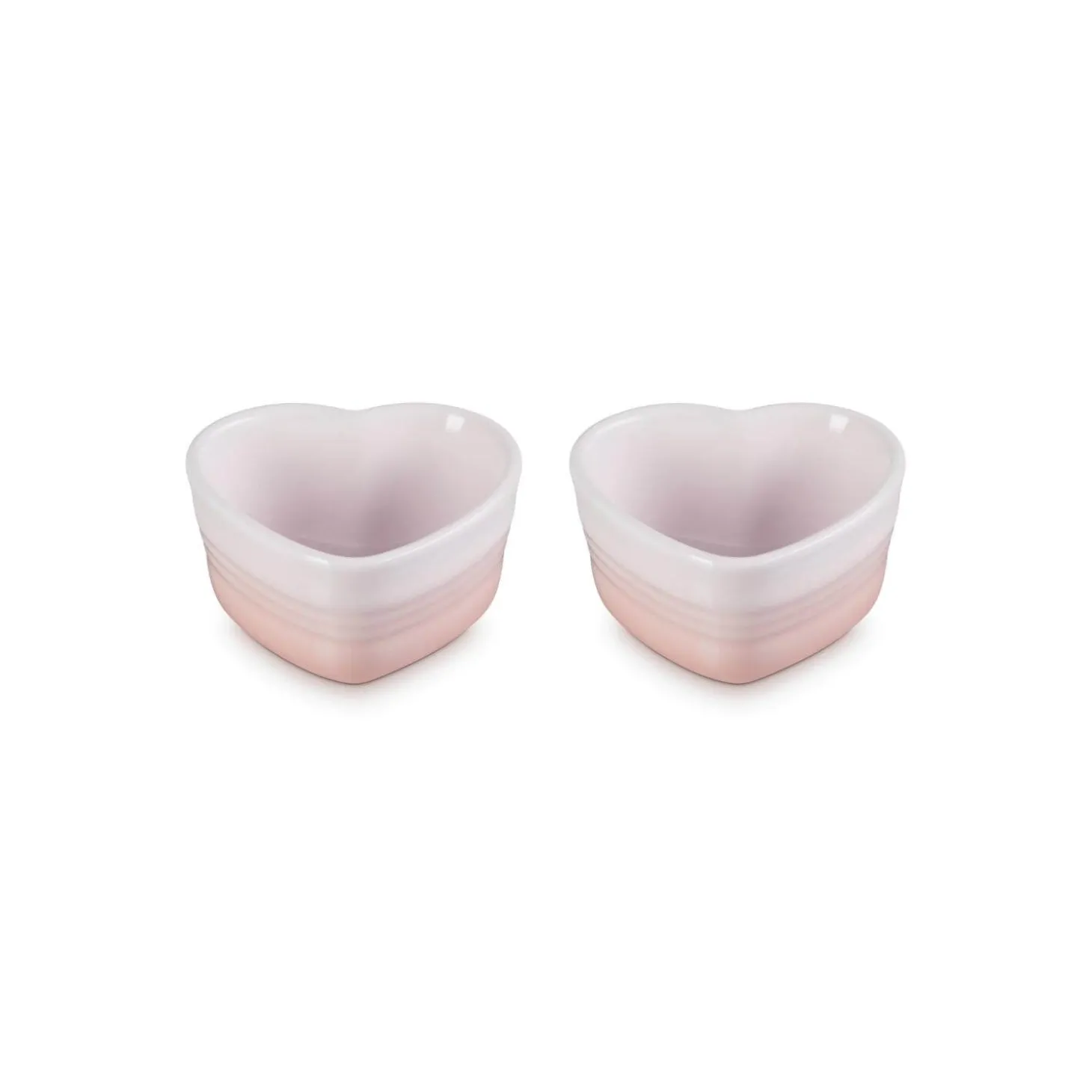 Le Creuset Set of 2 Heart Stoneware Ramekins - Shell Pink