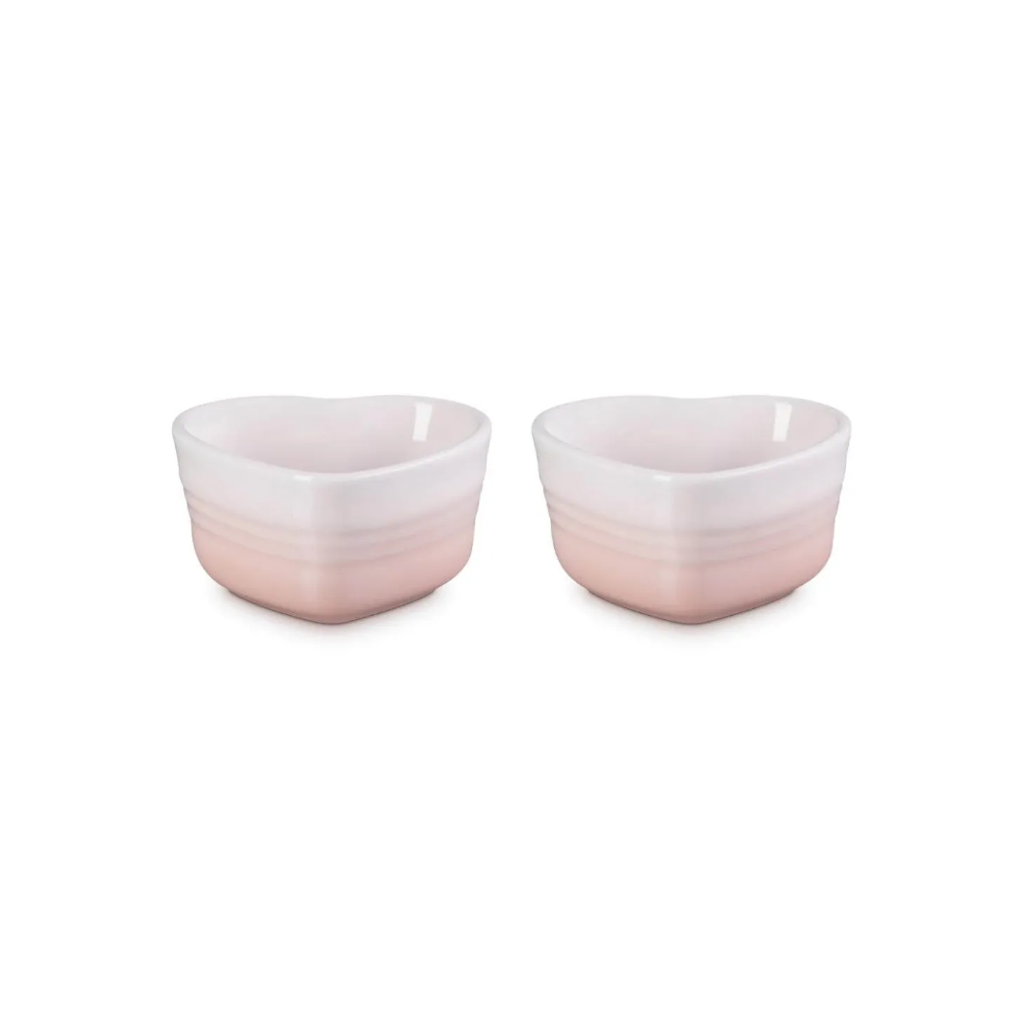 Le Creuset Set of 2 Heart Stoneware Ramekins - Shell Pink