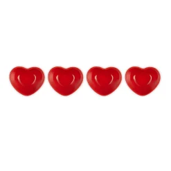 Le Creuset Set of 4 Mini Heart Stoneware Bowls - Cerise