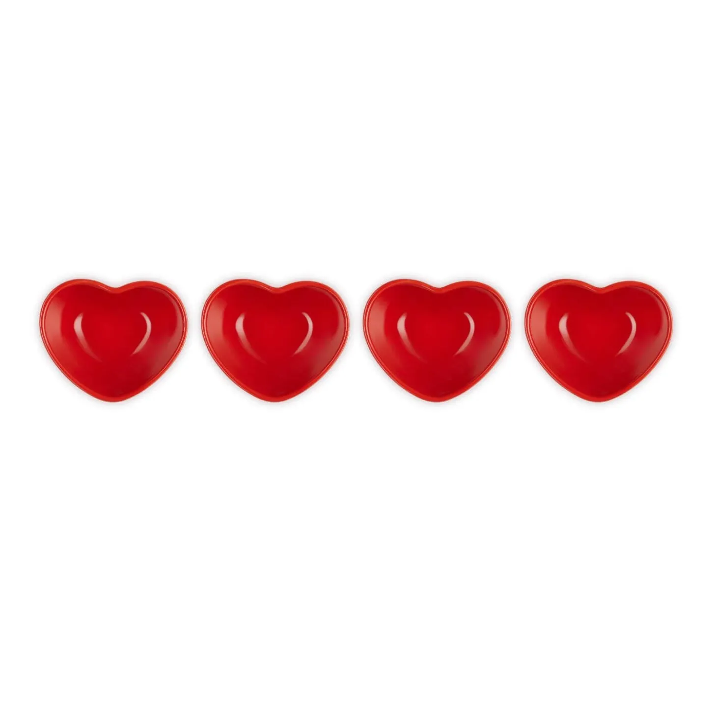 Le Creuset Set of 4 Mini Heart Stoneware Bowls - Cerise