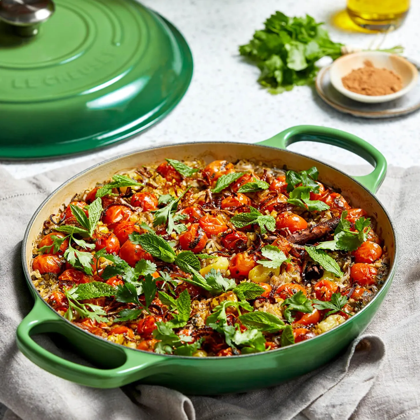 Le Creuset Signature Cast Iron 30cm Shallow Casserole - Bamboo Green