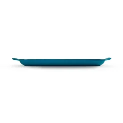 Le Creuset Traditional Cast Iron 32cm Rectangular Grill - Deep Teal