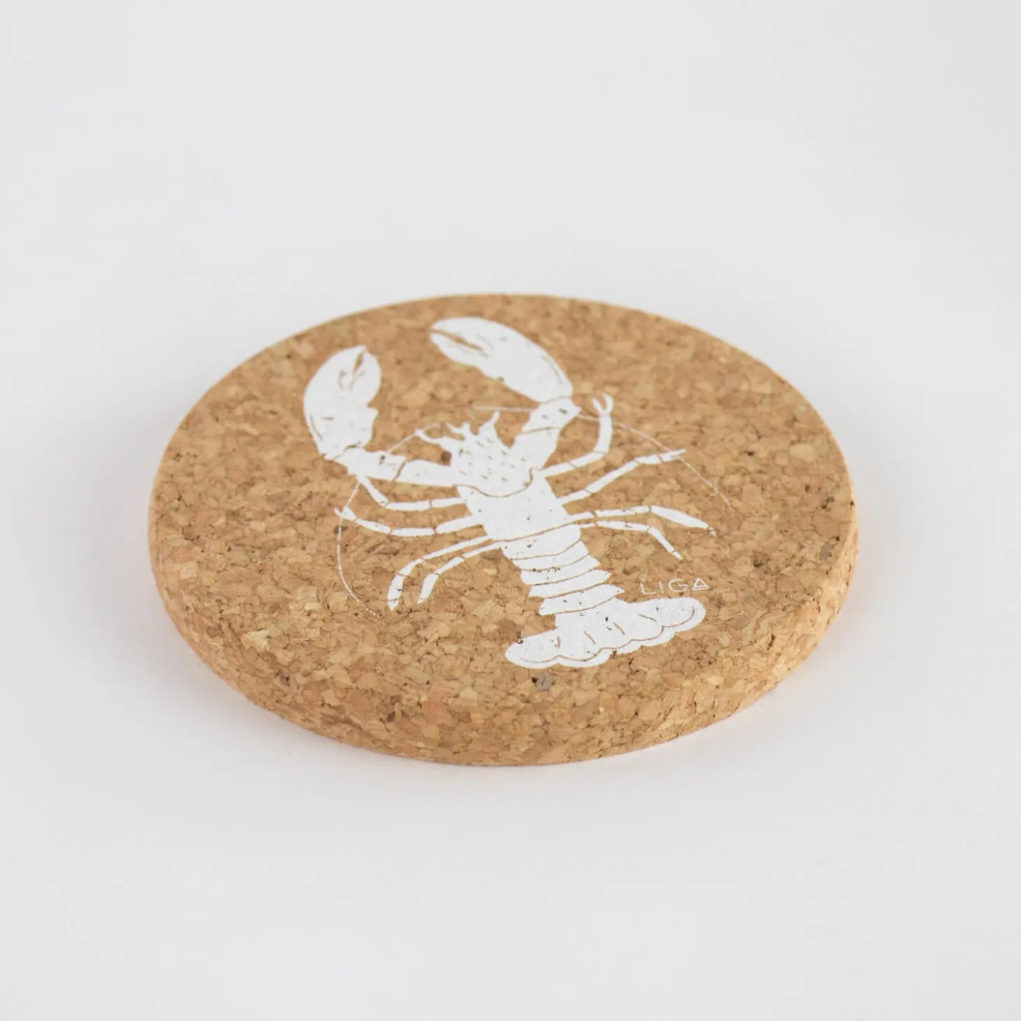 Liga Round Cork Coaster - Lobster - White