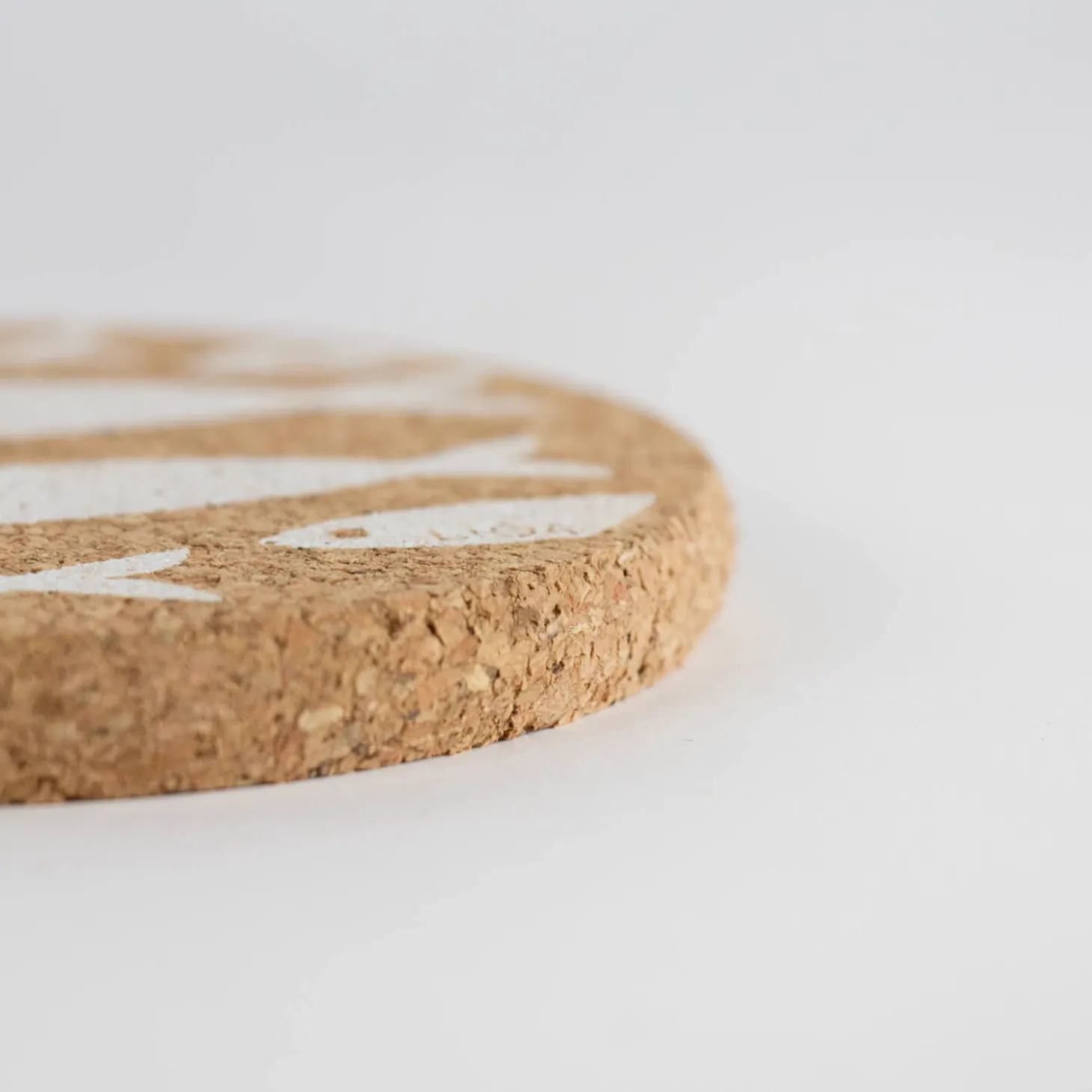Liga Round Cork Coaster - Mackerel - White