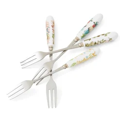 Morris & Co Set Of Four Pastry Forks With Porcelain Handle