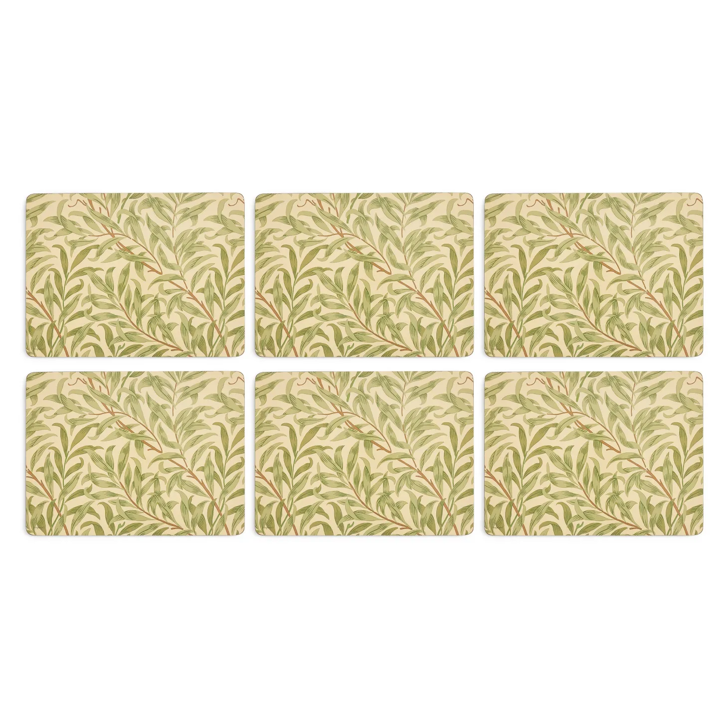 Morris & Co Willow Bough Set Of Six Placemats - Green