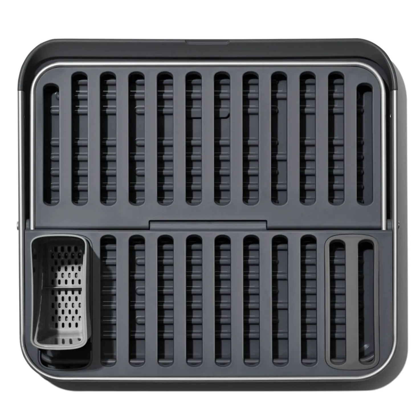 OXO Good Grips Aluminium Fold Flat Dish Rack - Grey