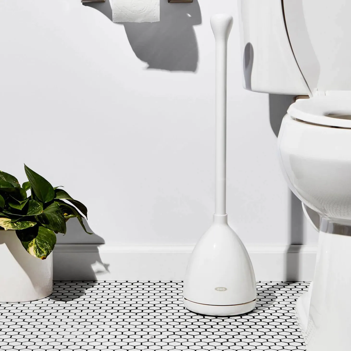 OXO Good Grips Toilet Brush With Rim Cleaner - White