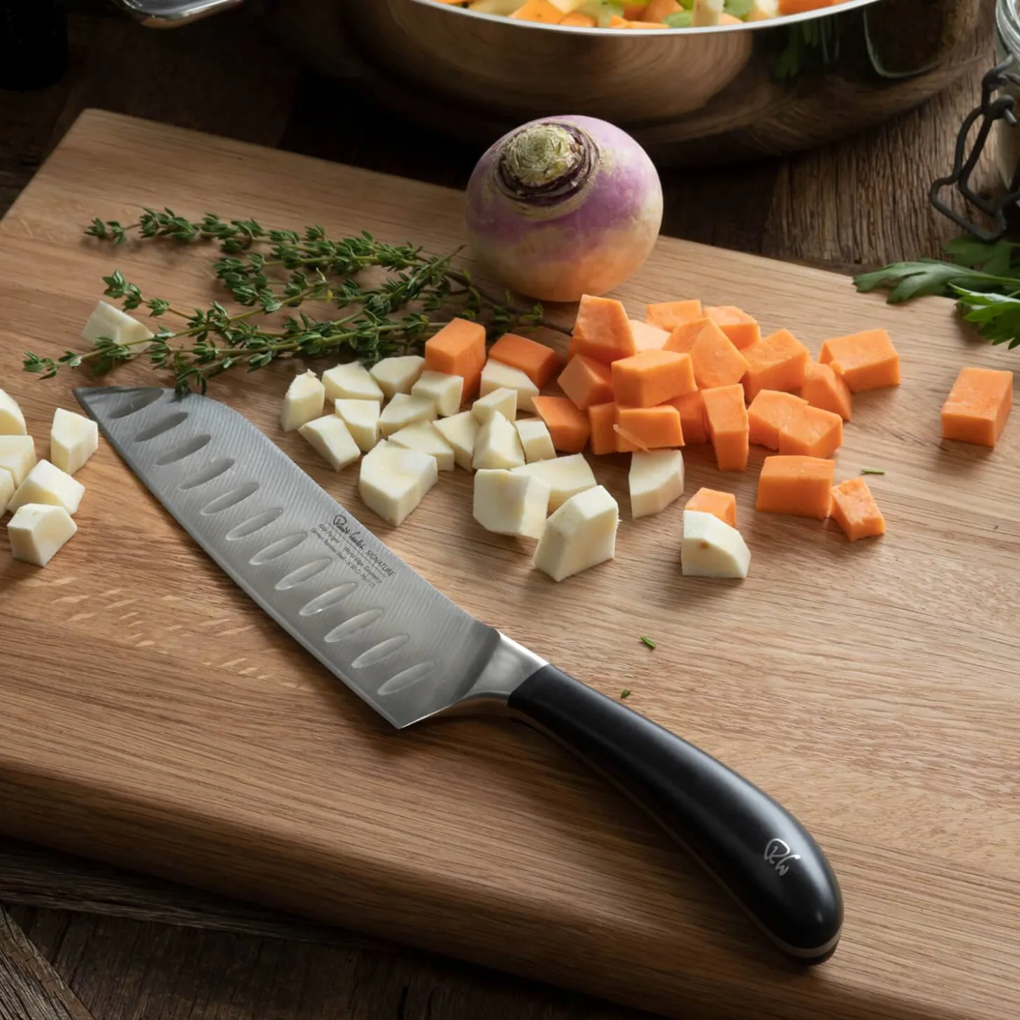 Robert Welch Signature Fluted Santoku Knife - 17cm