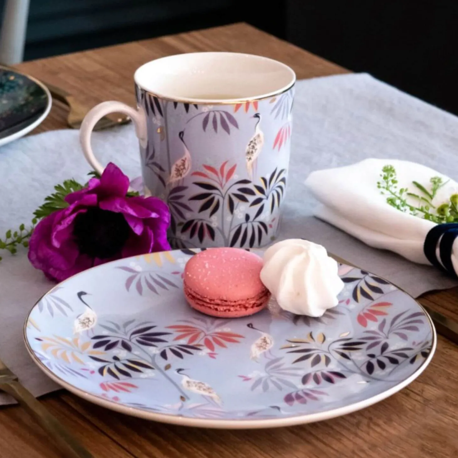 Sara Miller London India 340ml Mug - Crane Garden