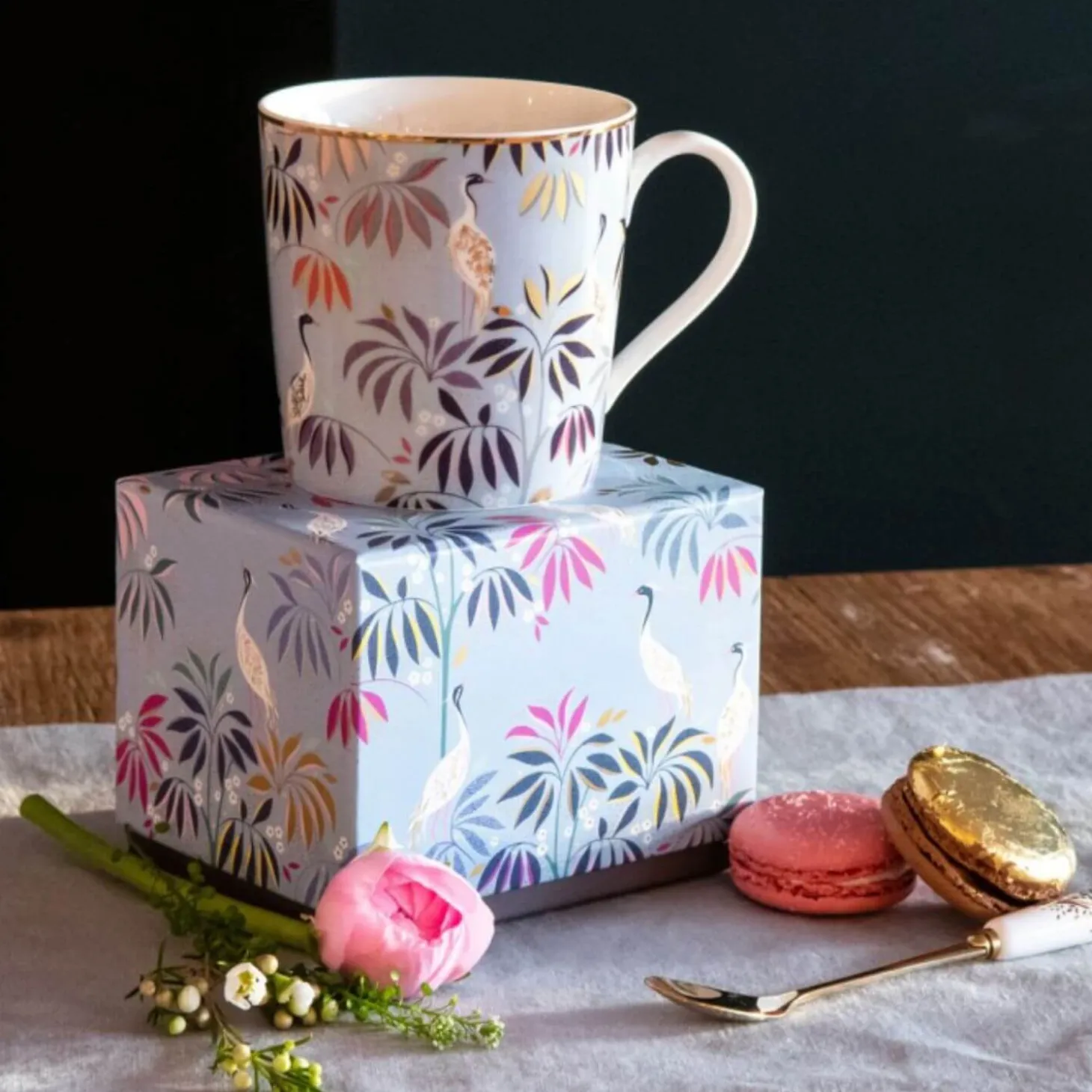 Sara Miller London India 340ml Mug - Crane Garden