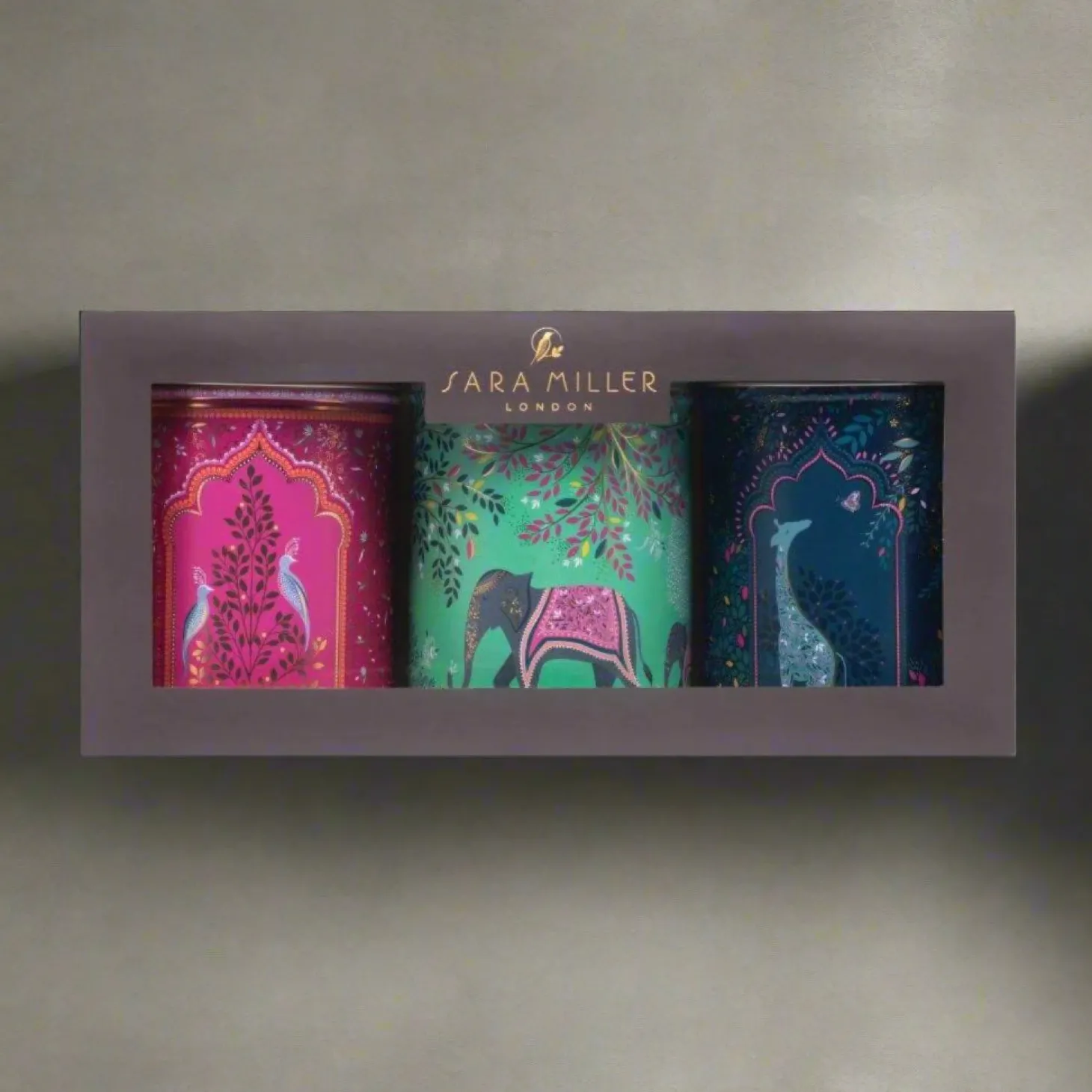 Sara Miller London Set of 3 Round Canisters - India