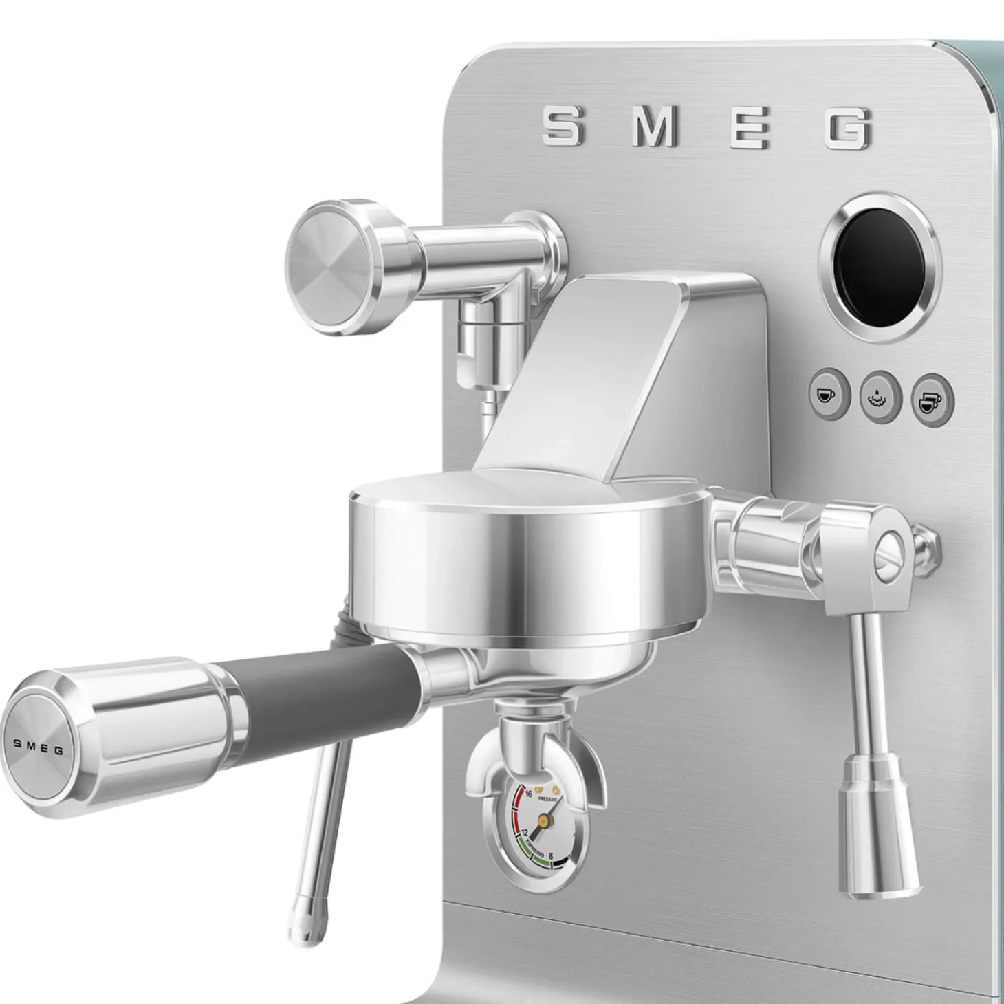 Smeg EMC02EGMUK Mini Pro Espresso Matte Emerald Green Coffee Machine & CGF02SSUK Mini Pro Stainless Steel Coffee Grinder
