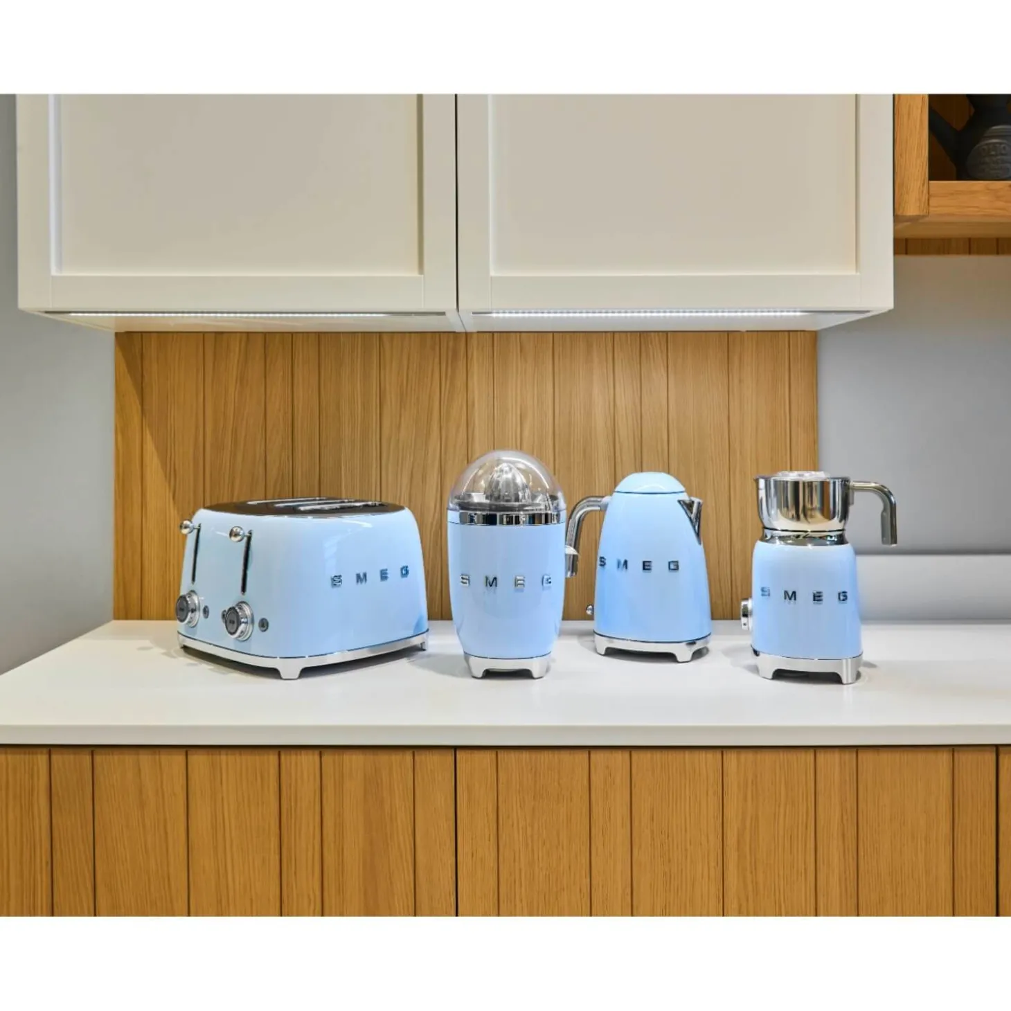 Smeg Jug Kettle & 4 Slice Toaster Set - Pastel Blue