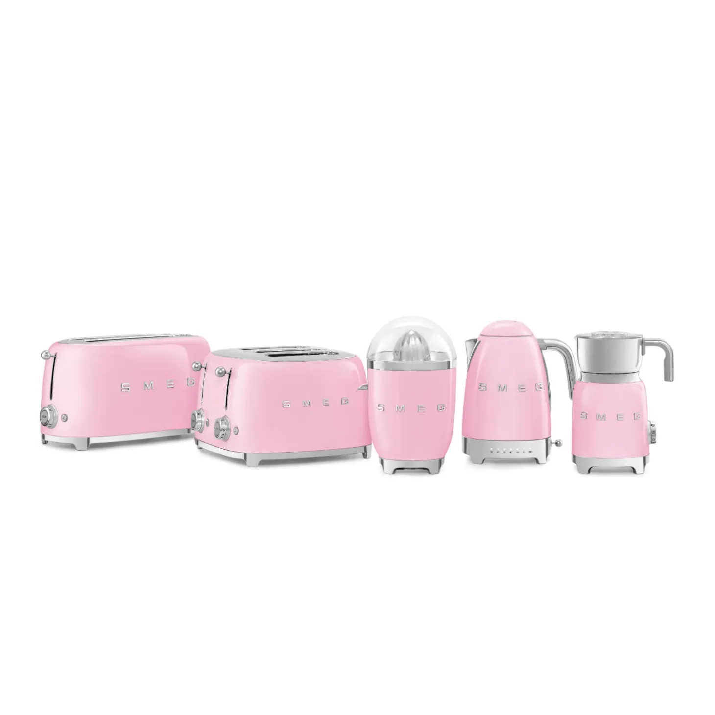 Smeg Jug Kettle & 4 Slice Toaster Set - Pink
