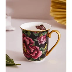 Spode Creatures of Curiosity Mug - Floral / Black