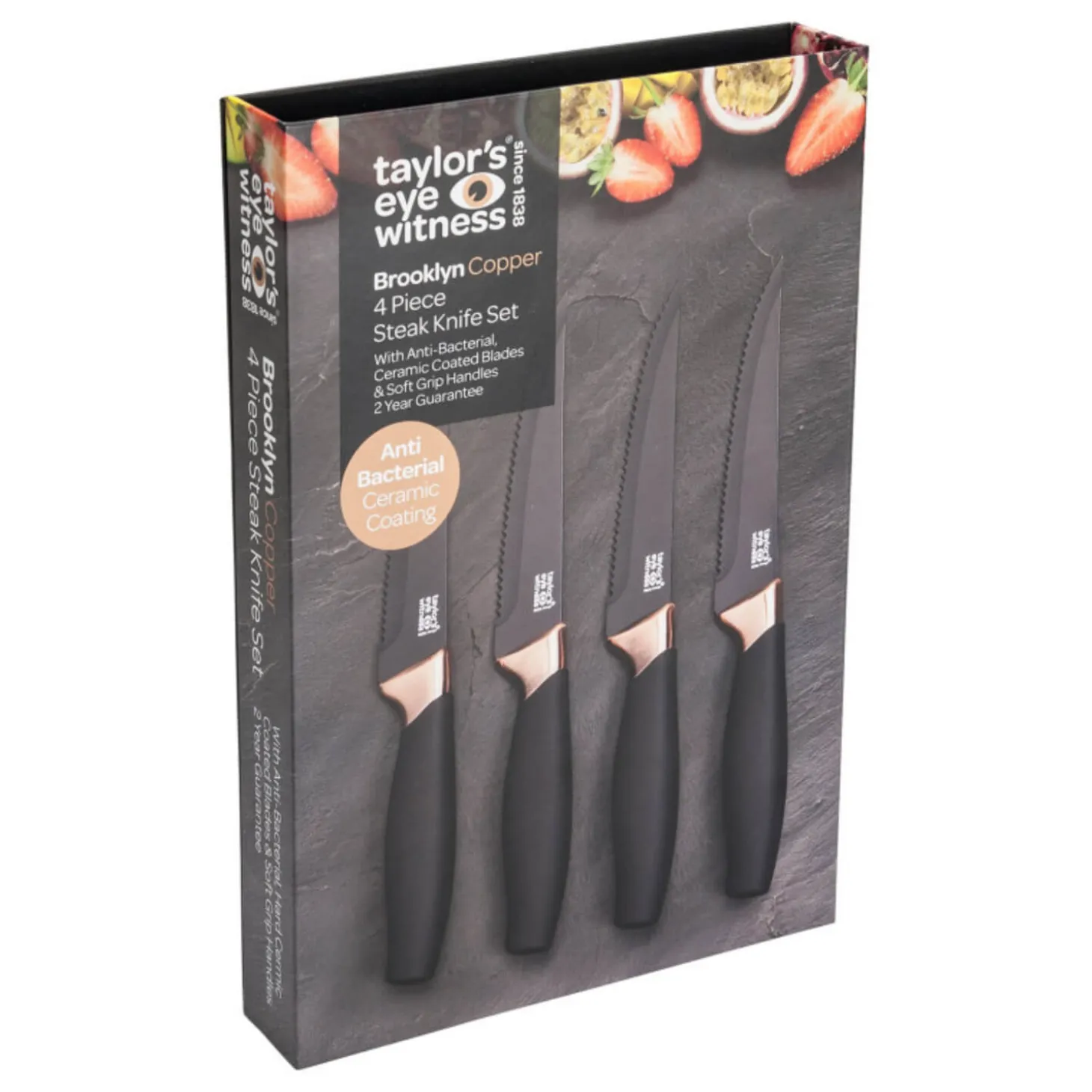 Taylor's Eye Witness Brooklyn 4 Piece Steak Knife Set - Copper