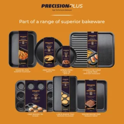 Tower Precision Plus Carbon Steel 20cm Round Non-Stick Loose Base Deep Cake Tin - Black