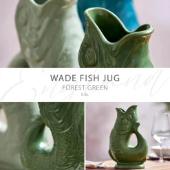 Wade Fish Earthenware 0.6 Litre Gluggle Jug - Forest Green