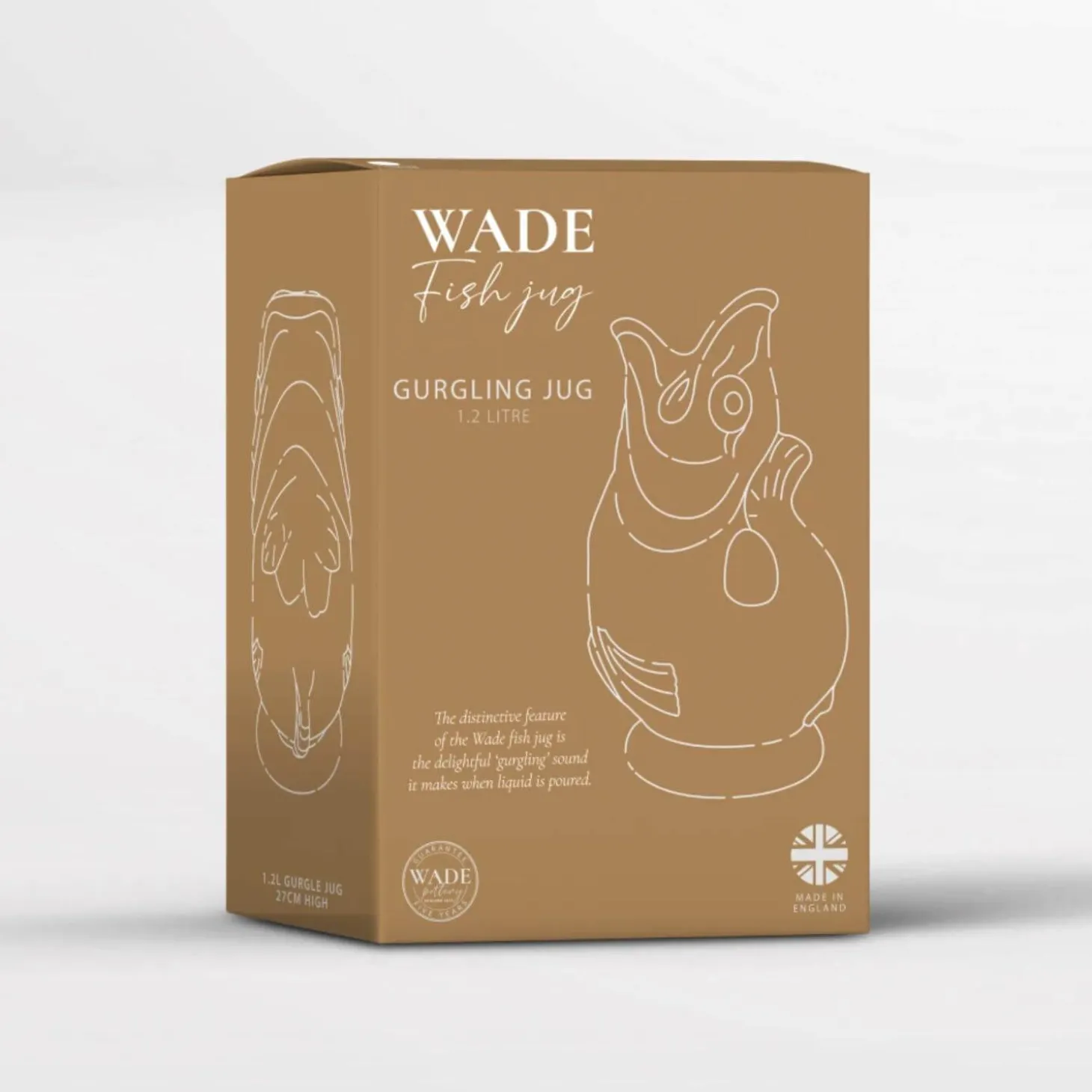 Wade Fish Earthenware 0.6 Litre Gluggle Jug - White
