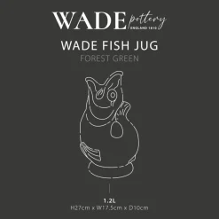 Wade Fish Earthenware 1.2 Litre Gluggle Jug - Forest Green