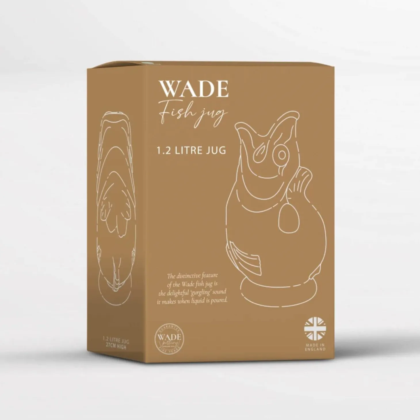 Wade Fish Earthenware 1.2 Litre Gluggle Jug - Sage