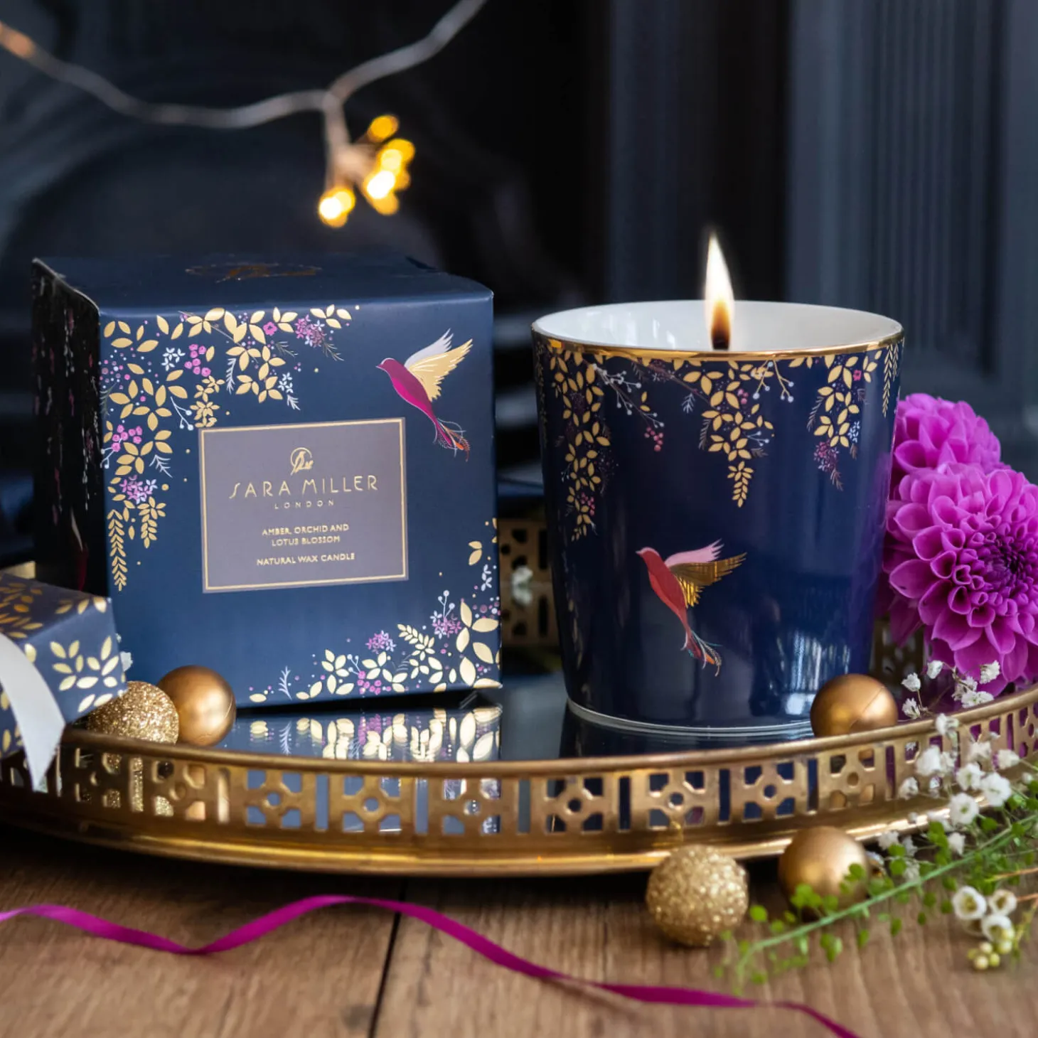 Wax Lyrical Sara Miller Scented Candle - Amber, Orchid & Lotus Blossom