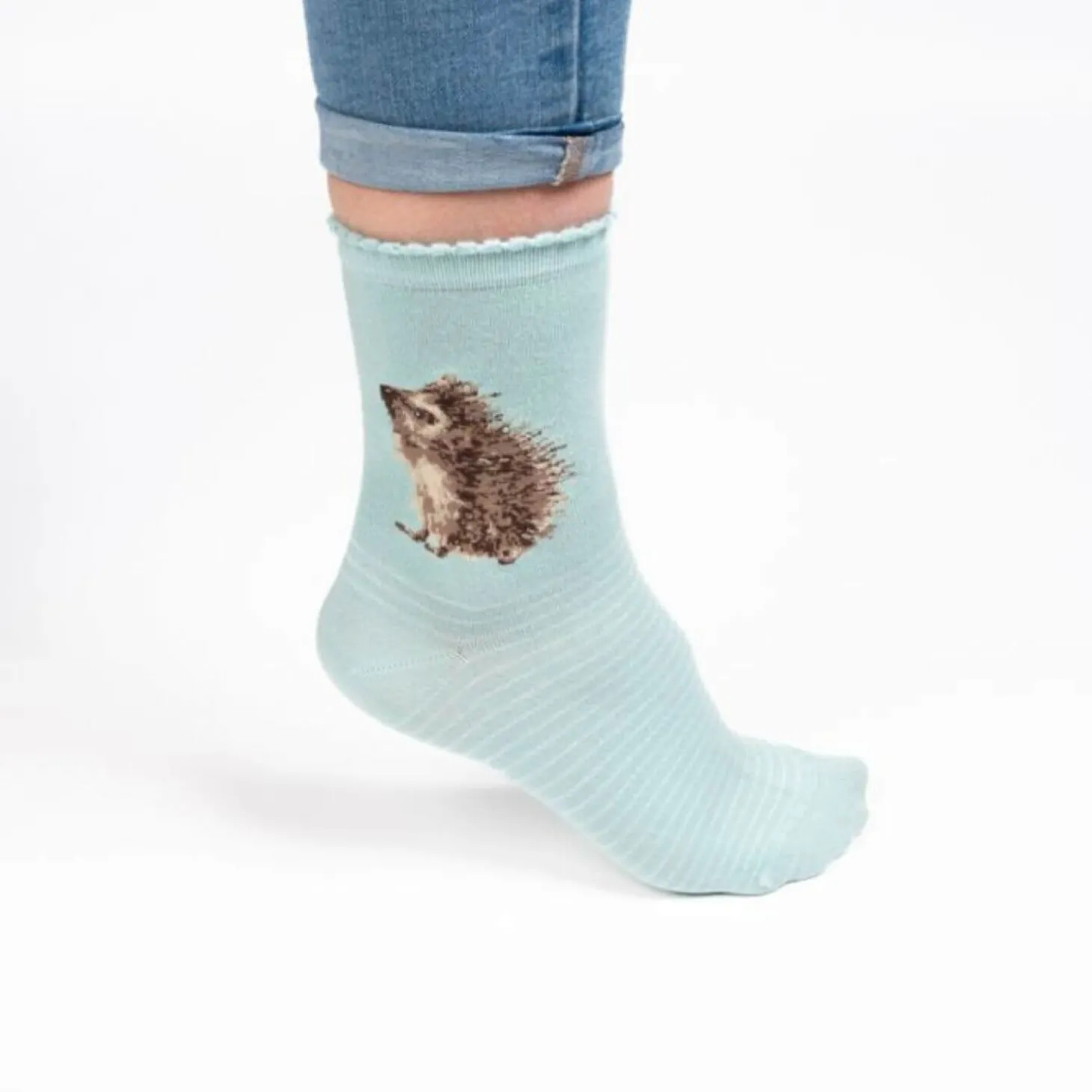 Wrendale Designs by Hannah Dale Ladies Blue Socks - Hedgehugs