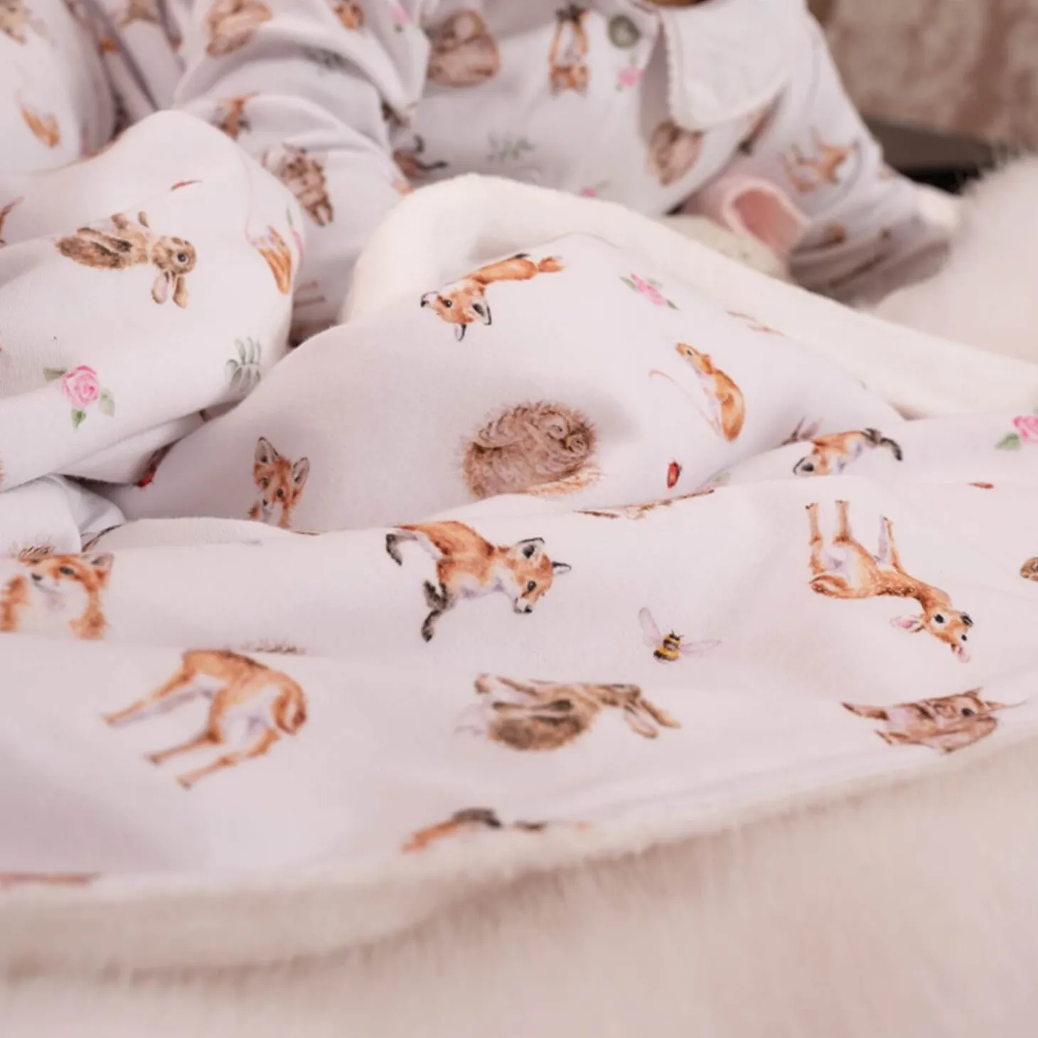 Wrendale Designs by Hannah Dale Little Wren Baby Blanket - Little Forest - Woodland Animals