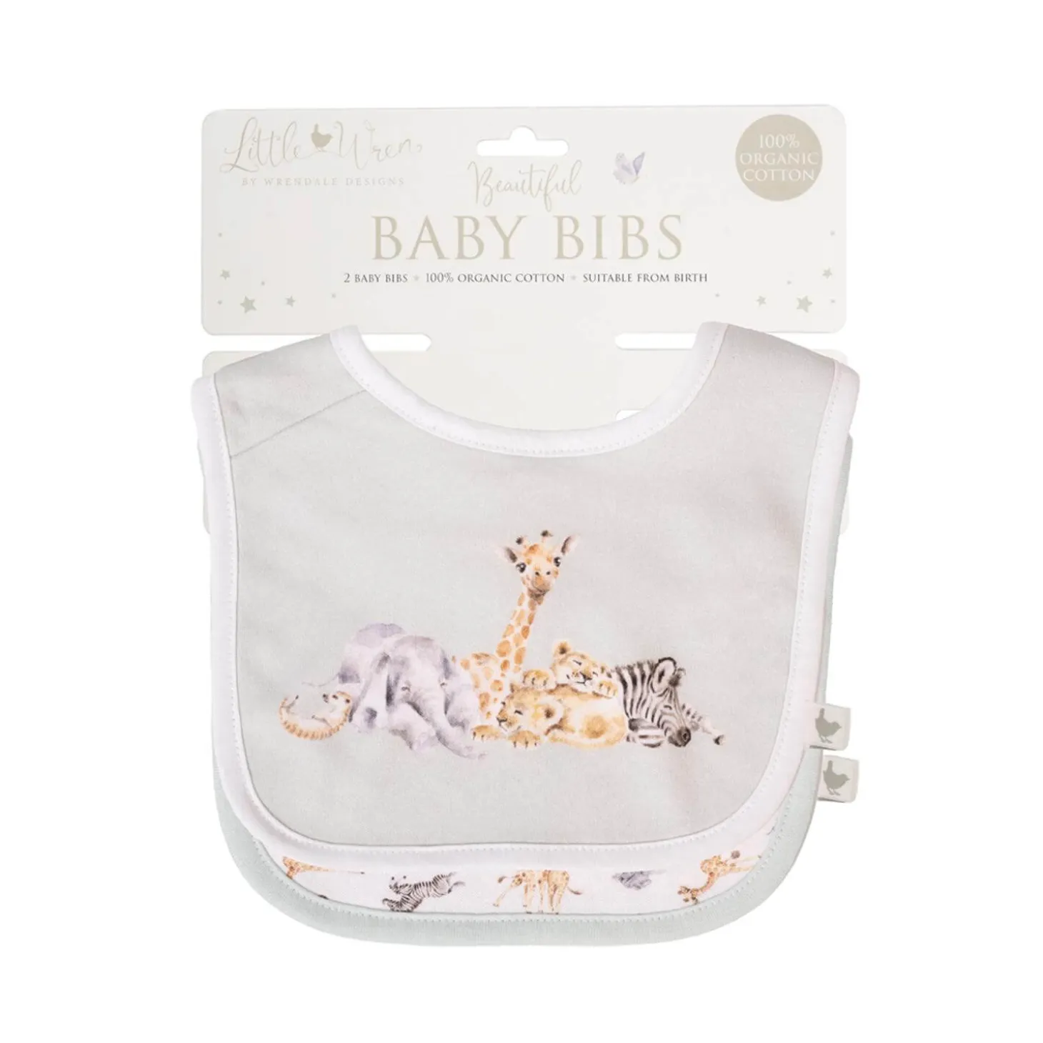 Wrendale Designs by Hannah Dale Little Wren 100% Cotton Bib Gift Set - Little Savannah